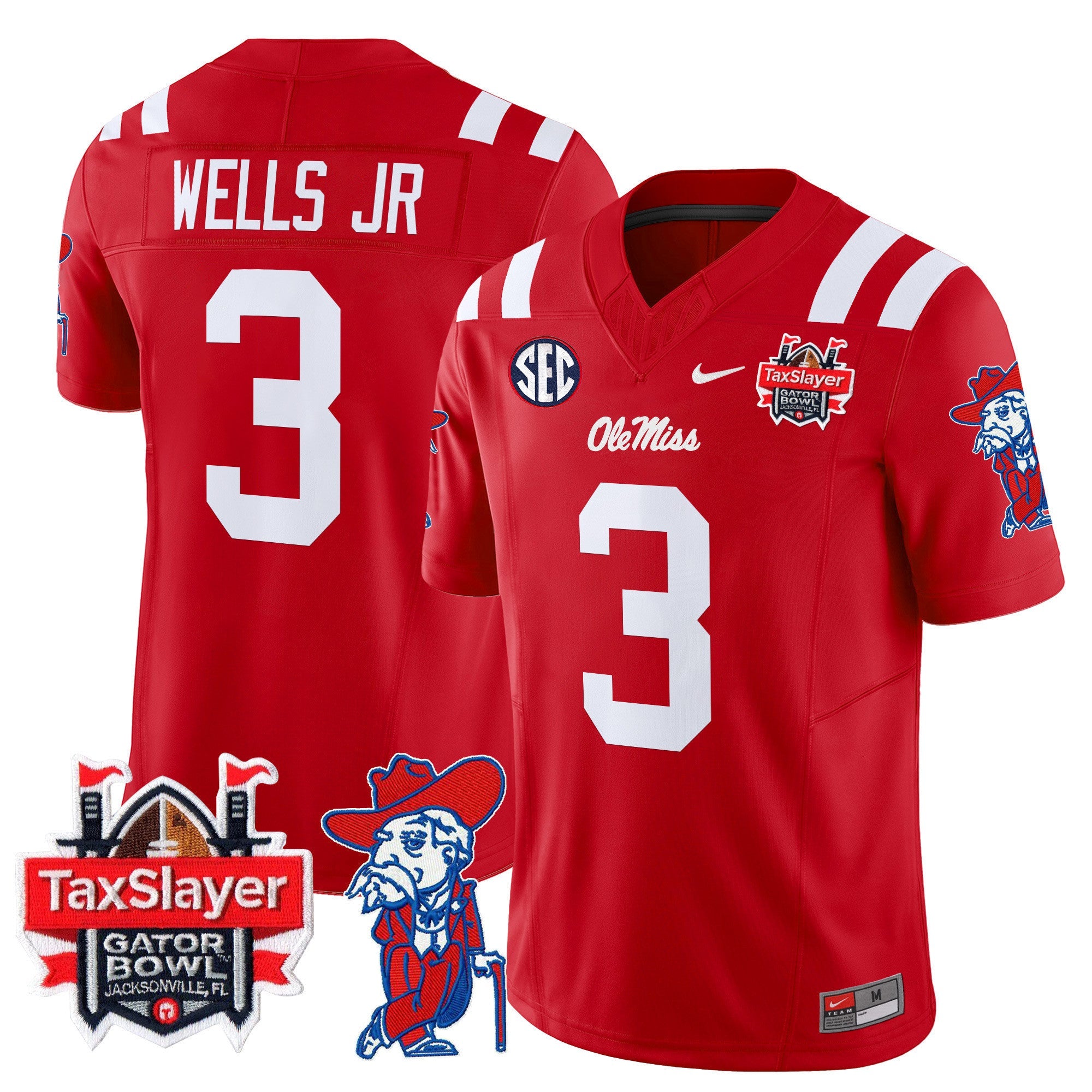 Men's Ole Miss Rebels 2025 Gator Bowl Patch Vapor Limited Jersey - All Stitched