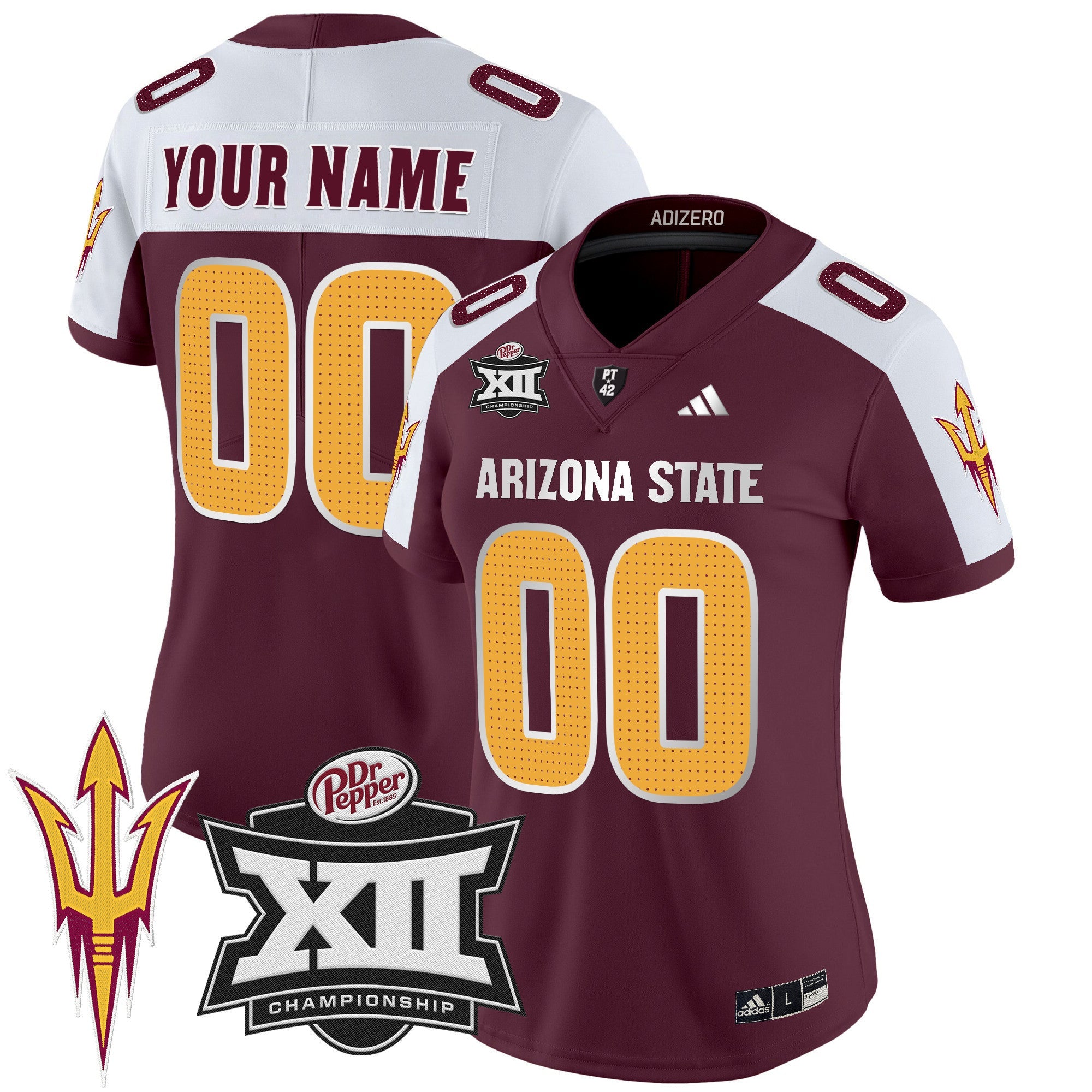 Sun Devils 2024 Big 12 Championship Patch Vapor Limited Custom Jersey V2 - All Stitched