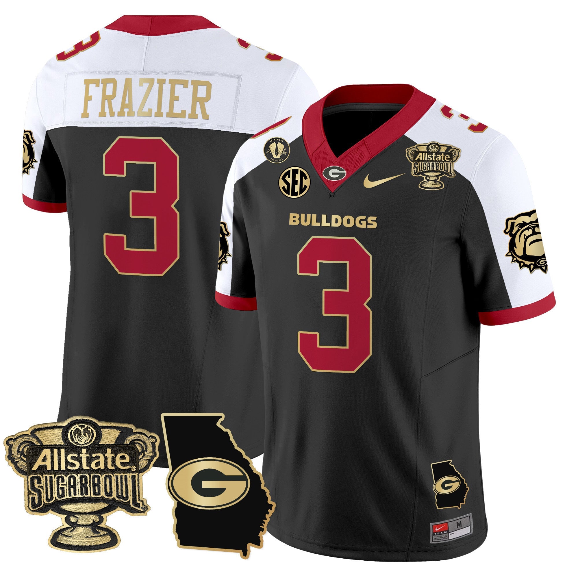 Men's Georgia Bulldogs 2025 Sugar Bowl & Georgia Map Patch Vapor Limited Jersey - All Stitched