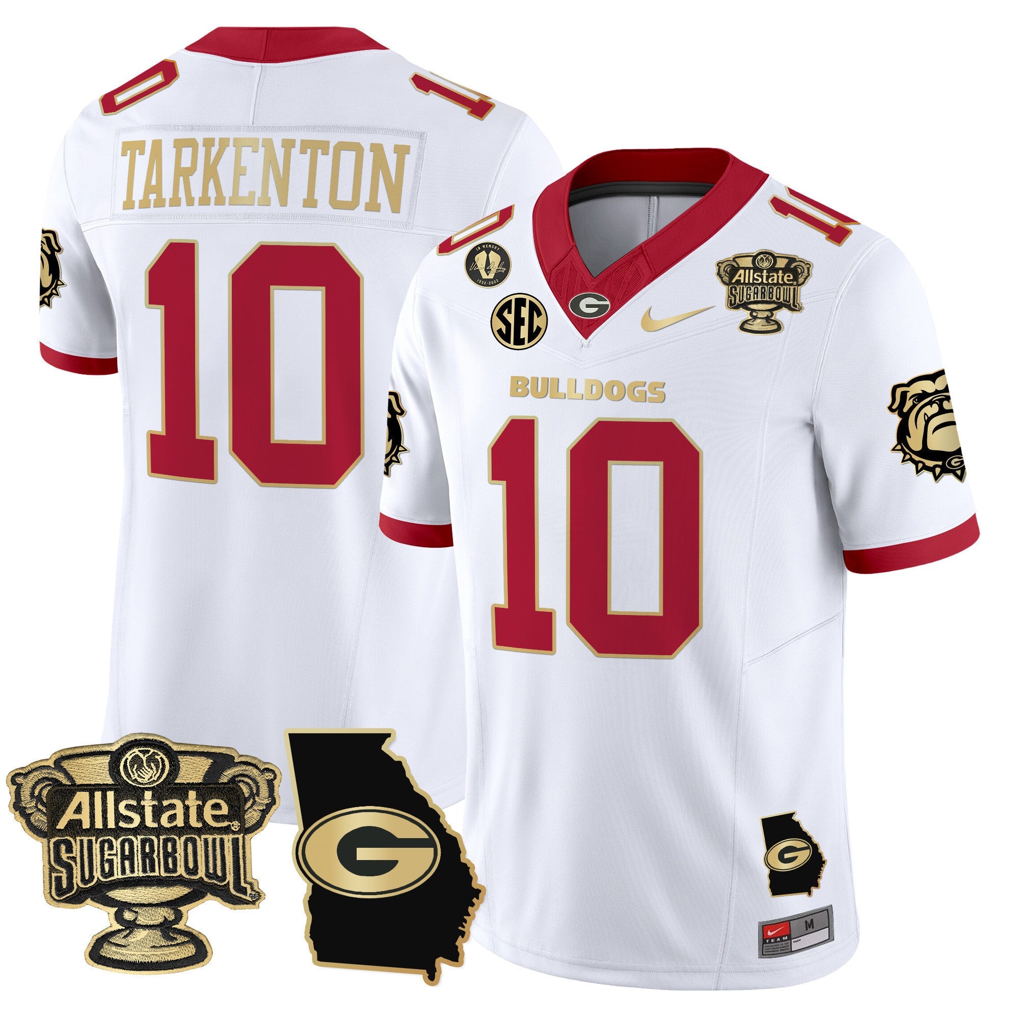 Men's Georgia Bulldogs 2025 Sugar Bowl & Georgia Map Patch Vapor Limited Jersey - All Stitched