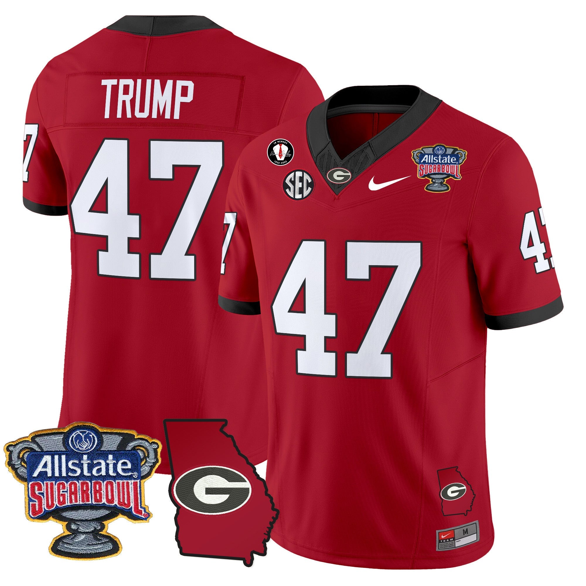Men's Georgia Bulldogs 2025 Sugar Bowl & Georgia Map Patch Vapor Limited Jersey - All Stitched