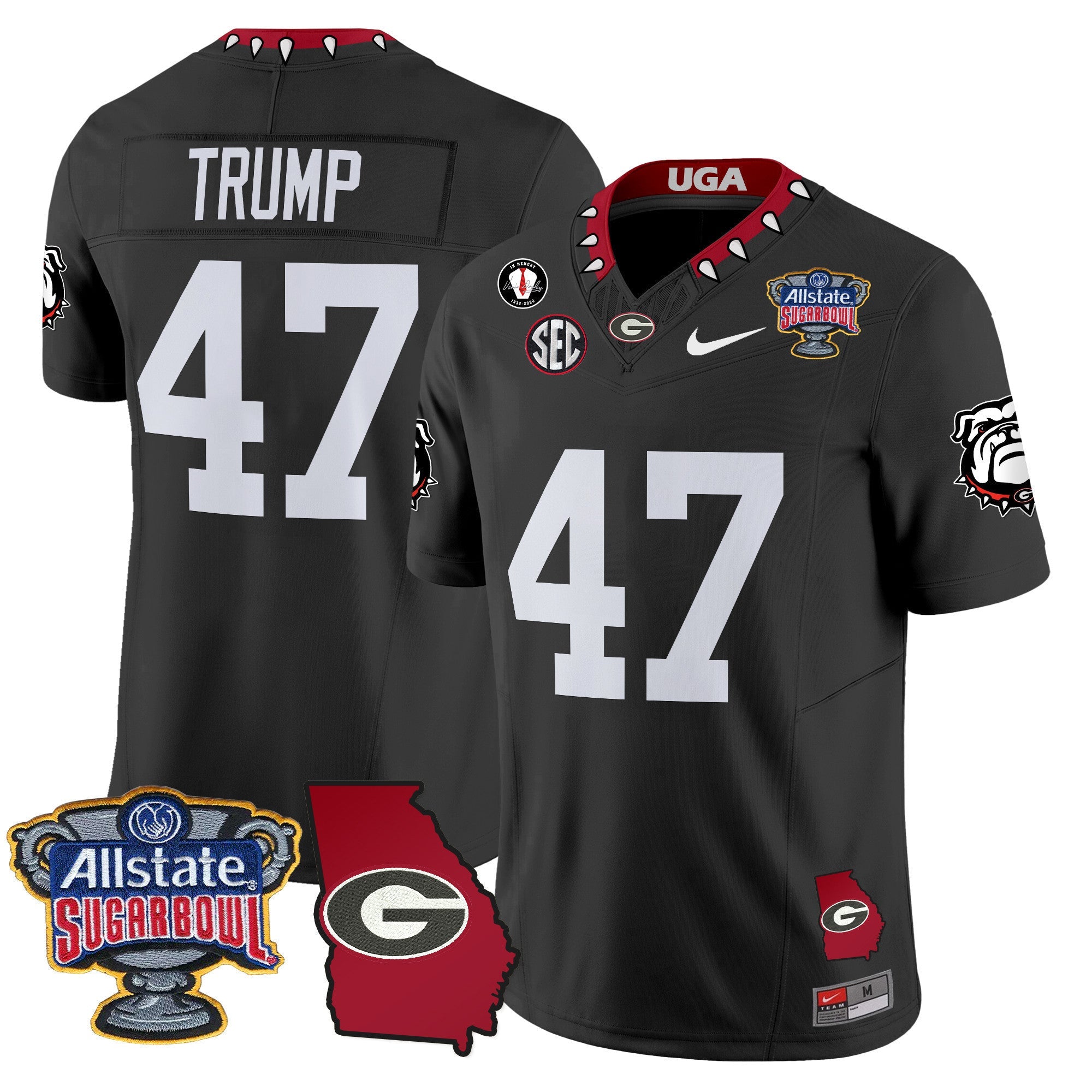 Men's Georgia Bulldogs 2025 Sugar Bowl & Georgia Map Patch Vapor Limited Jersey - All Stitched