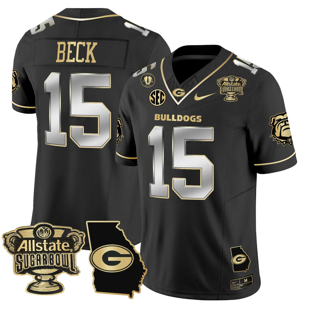Men's Georgia Bulldogs 2025 Sugar Bowl & Georgia Map Patch Vapor Limited Jersey - All Stitched