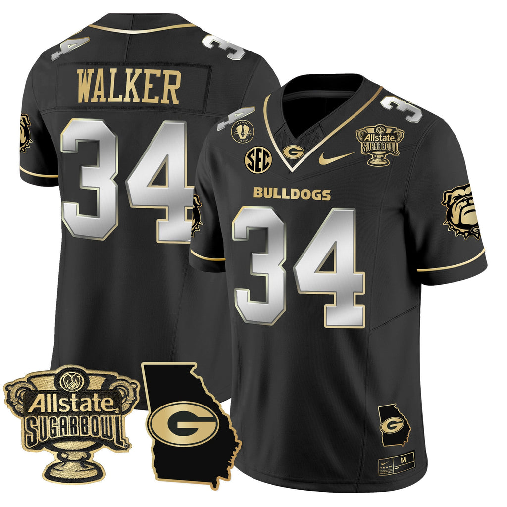 Men's Georgia Bulldogs 2025 Sugar Bowl & Georgia Map Patch Vapor Limited Jersey - All Stitched