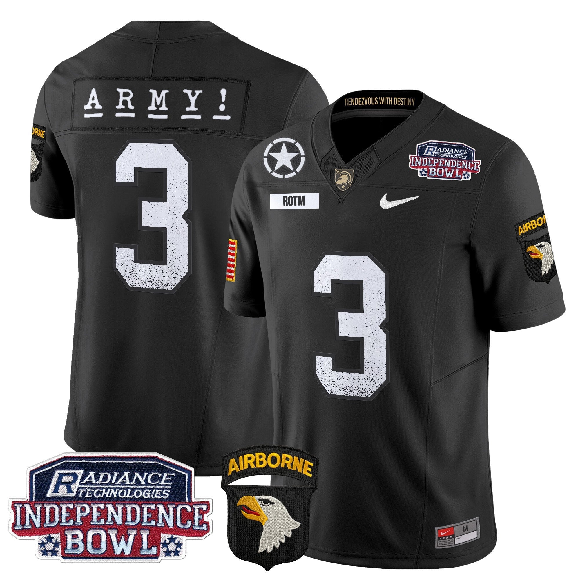 Men's Army Black Knights Independence Bowl Patch 2024 Vapor Limited Jersey - All Stitched