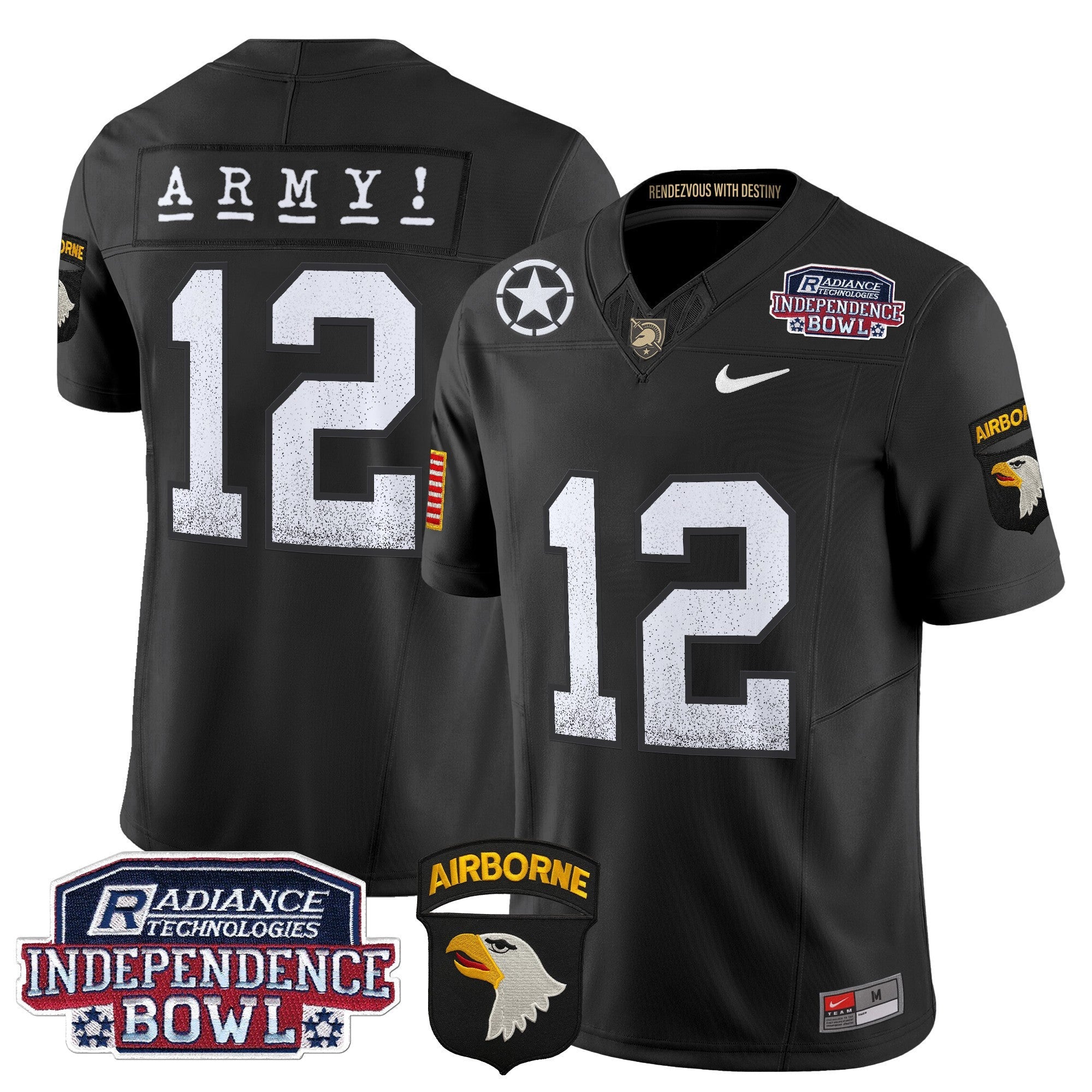 Men's Army Black Knights Independence Bowl Patch 2024 Vapor Limited Jersey - All Stitched