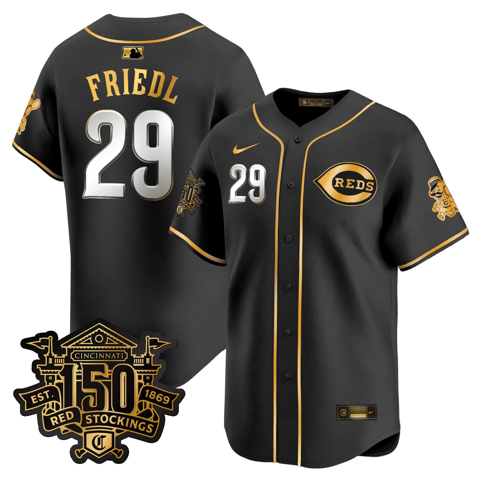 Men's Cincinnati Reds 150th Anniversary Patch Vapor Premier Limited Jersey - All Stitched