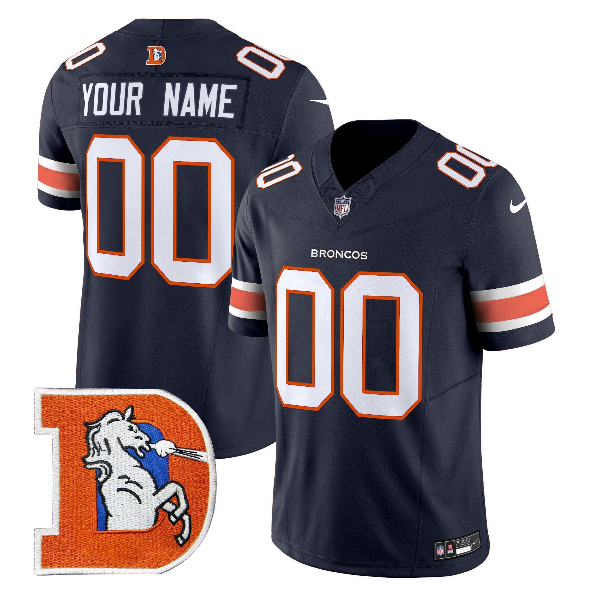 Custom Denver Broncos Throwback Vapor Limited Jersey V2 - All Stitched