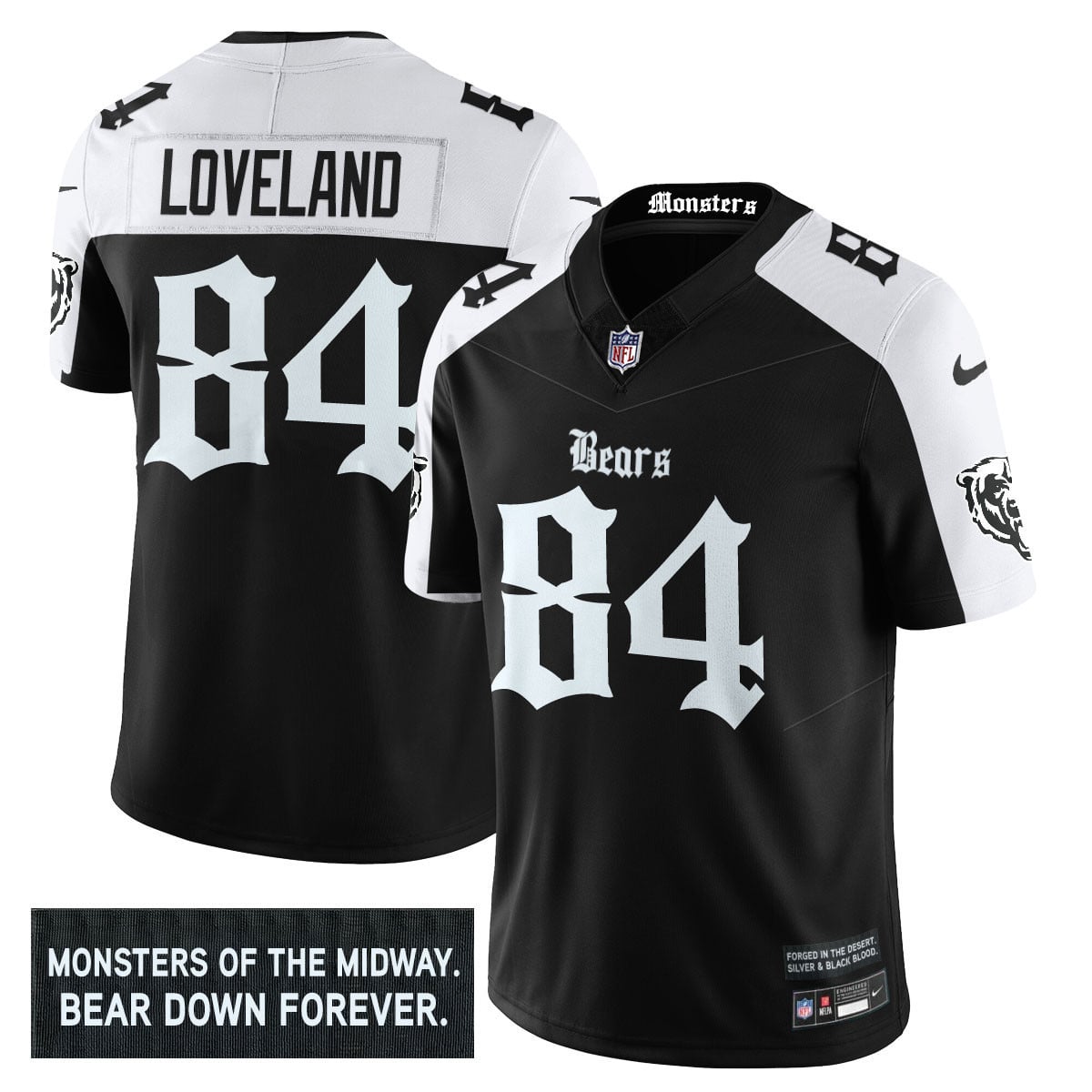 Men's Chicago Bears 'Gothic Monsters Edition' Vapor Limited Jersey - All Stitched