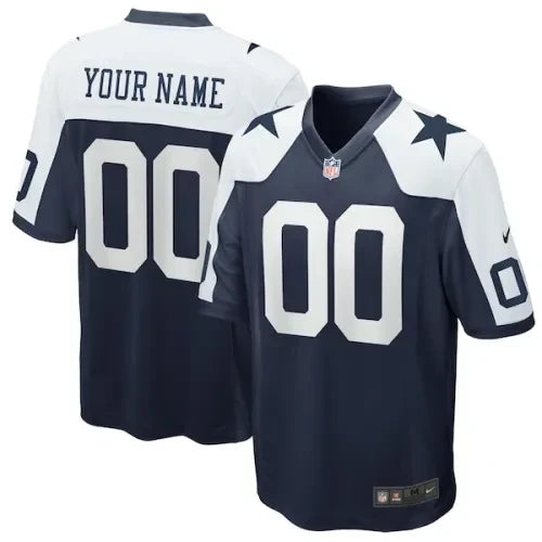 Custom Dallas Cowboys Alternate White/ Navy Jersey – All Stitched