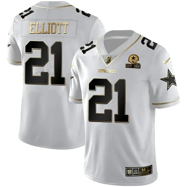 Women's Dallas Cowboys White Gold Jersey EST 1960 Patch - All Stitched