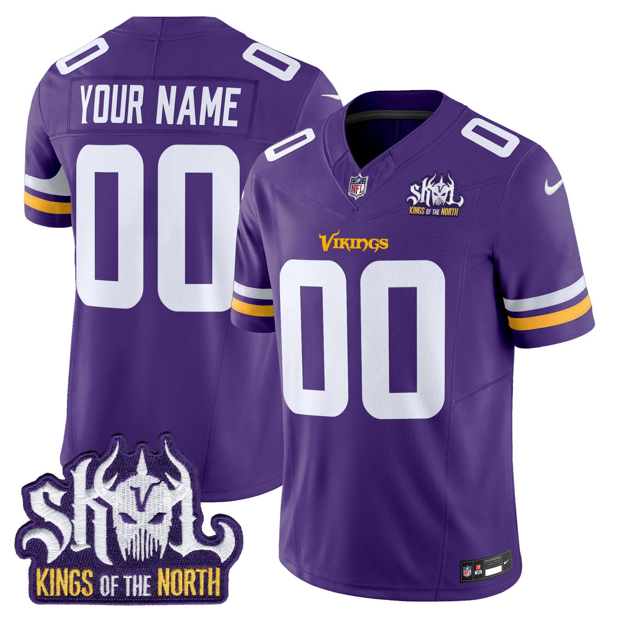 Minnesota Vikings King Of The North Patch Vapor Limited Custom Jersey - All Stitched