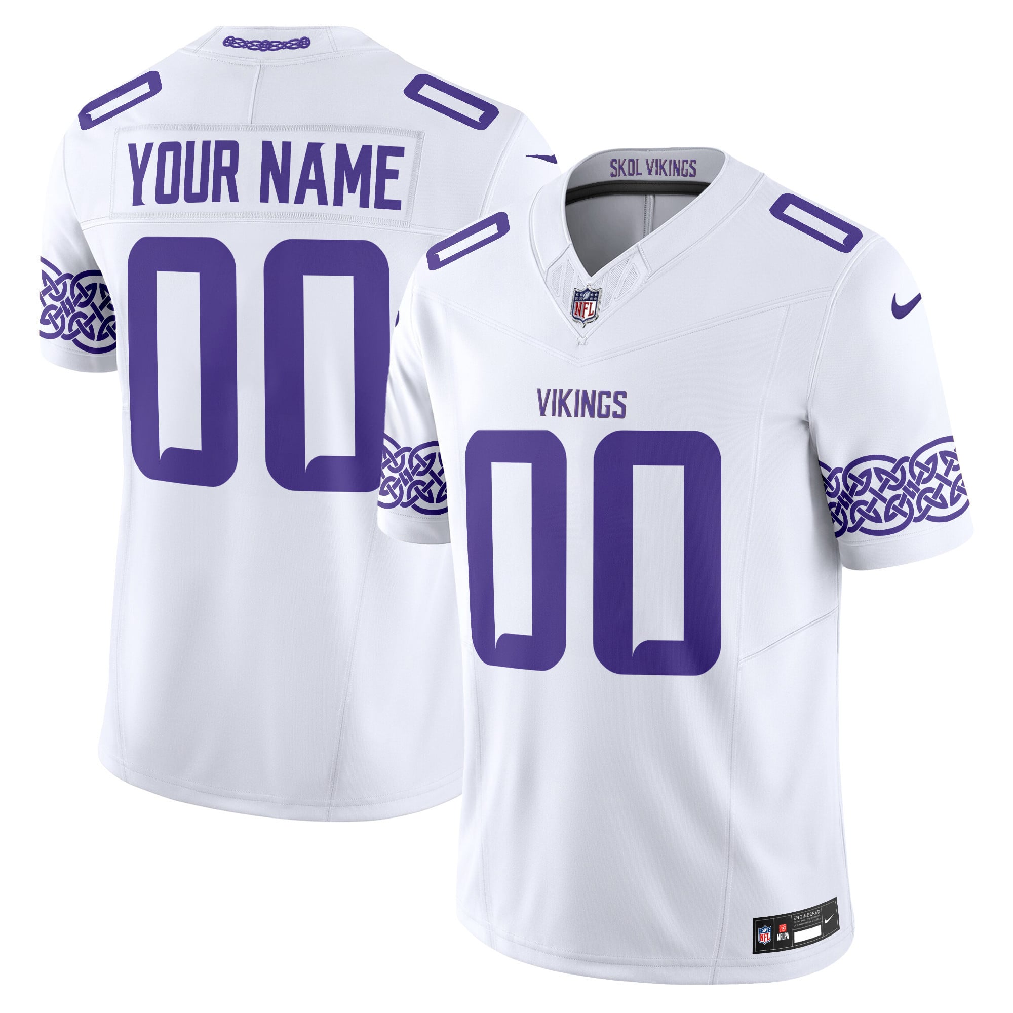 Minnesota Vikings Nordic Pattern Vapor Limited Custom Jersey - All Stitched