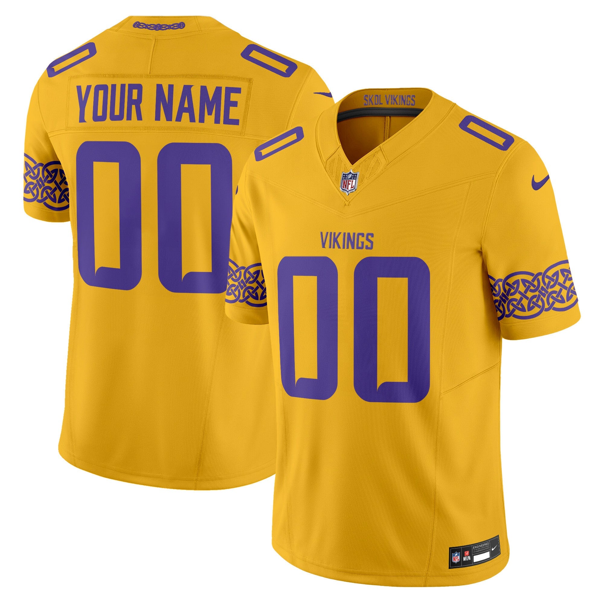Minnesota Vikings Nordic Pattern Vapor Limited Custom Jersey - All Stitched