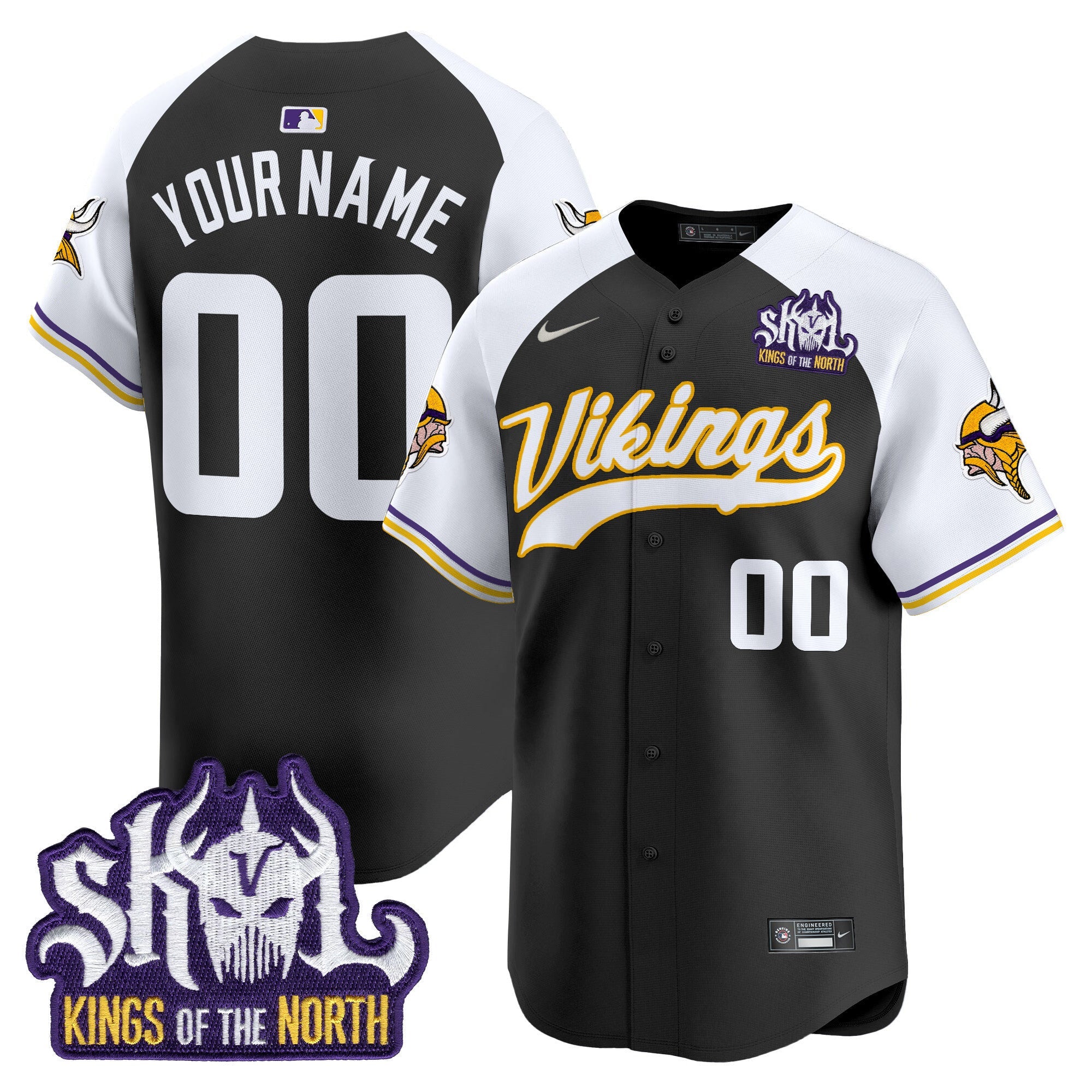 Minnesota Vikings King Of The North Patch Throwback Vapor Premier Limited Custom Jersey - All Stitched