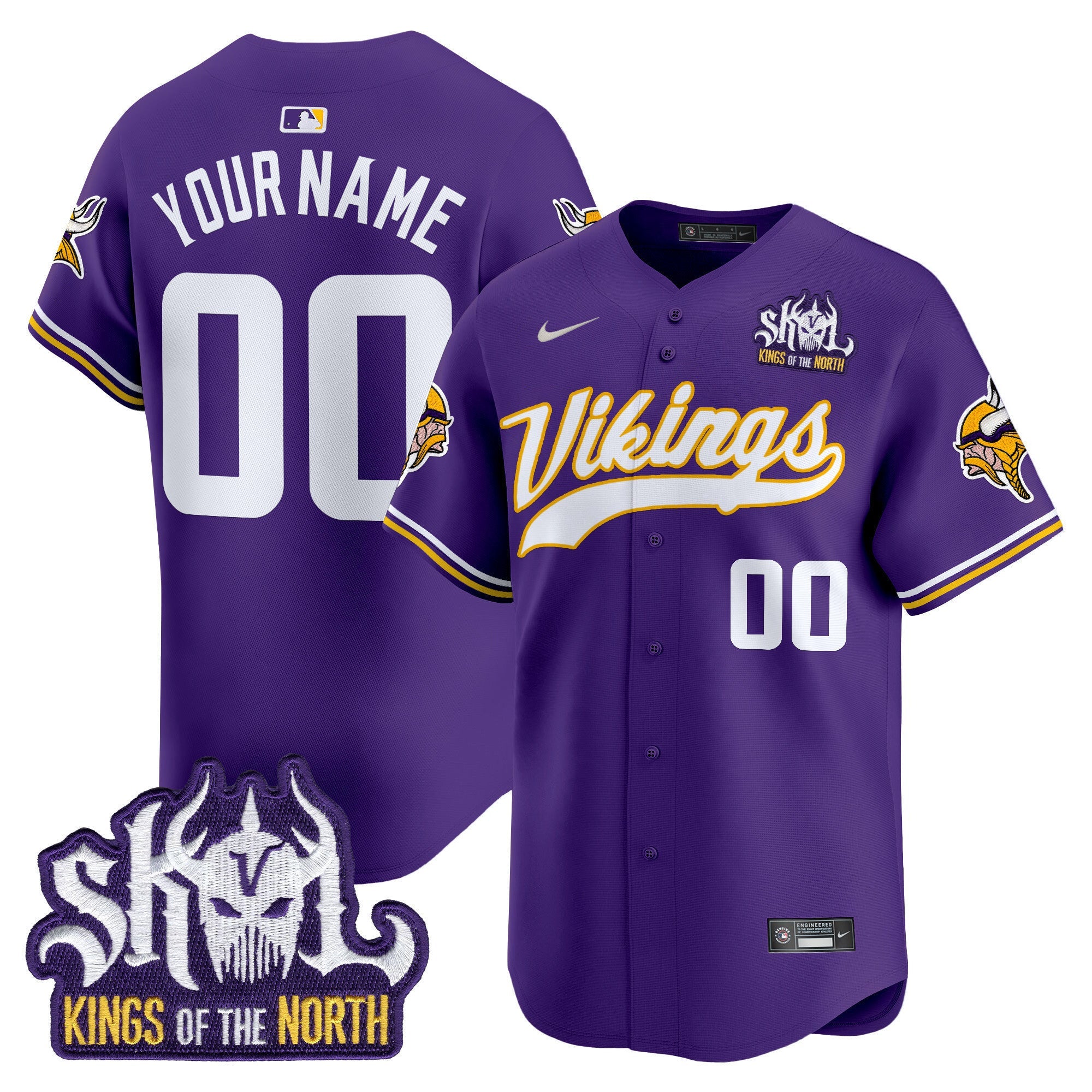 Minnesota Vikings King Of The North Patch Throwback Vapor Premier Limited Custom Jersey - All Stitched