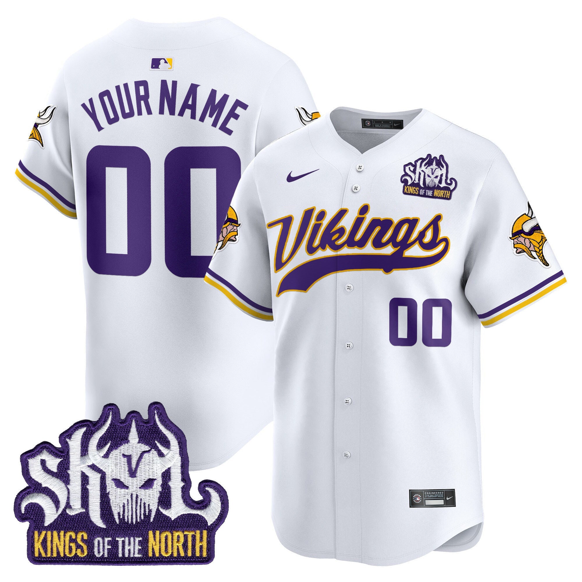 Minnesota Vikings King Of The North Patch Throwback Vapor Premier Limited Custom Jersey - All Stitched
