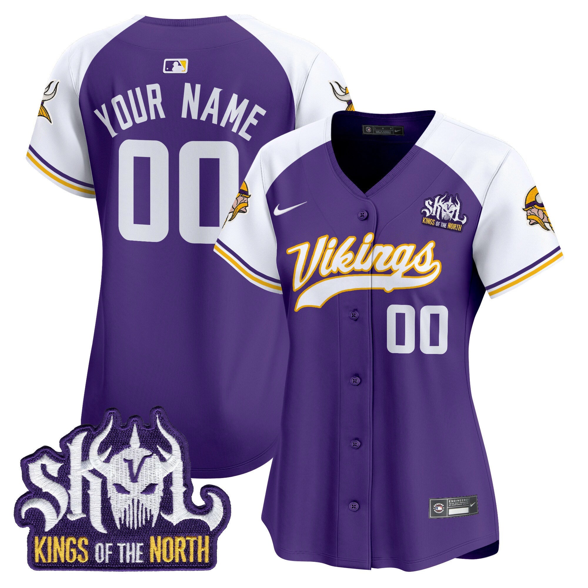 Minnesota Vikings King Of The North Patch Throwback Vapor Premier Limited Custom Jersey - All Stitched
