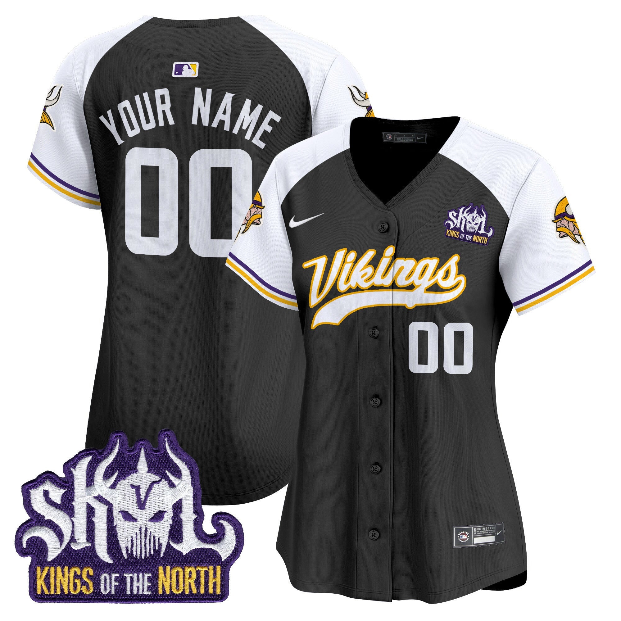 Minnesota Vikings King Of The North Patch Throwback Vapor Premier Limited Custom Jersey - All Stitched