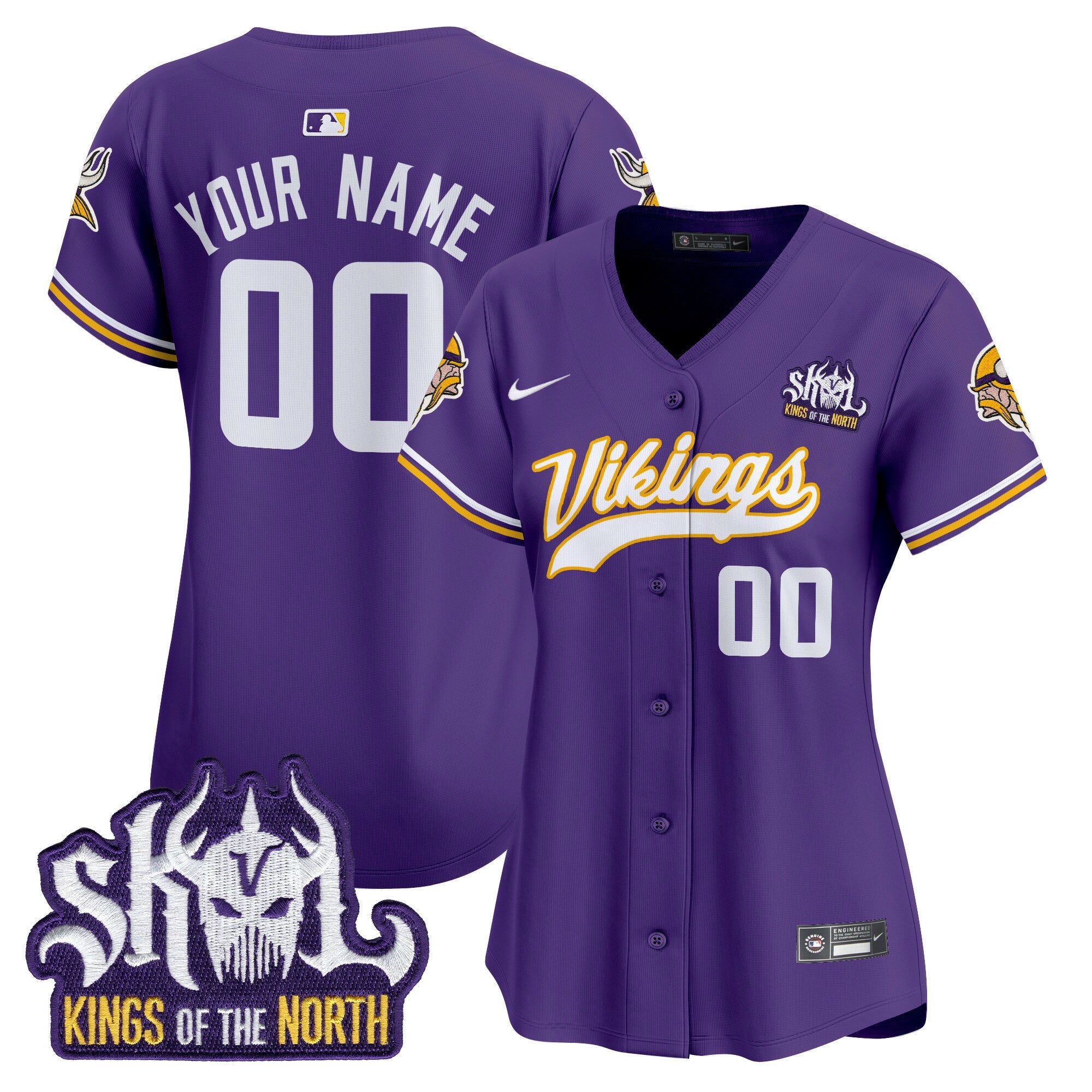 Minnesota Vikings King Of The North Patch Throwback Vapor Premier Limited Custom Jersey - All Stitched