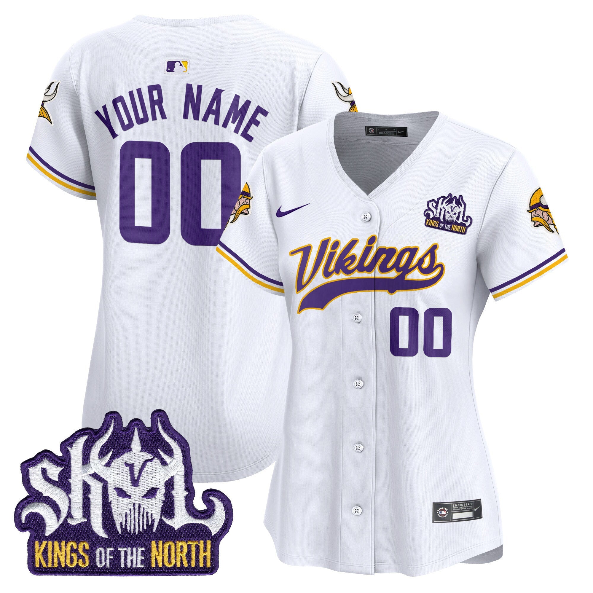 Minnesota Vikings King Of The North Patch Throwback Vapor Premier Limited Custom Jersey - All Stitched