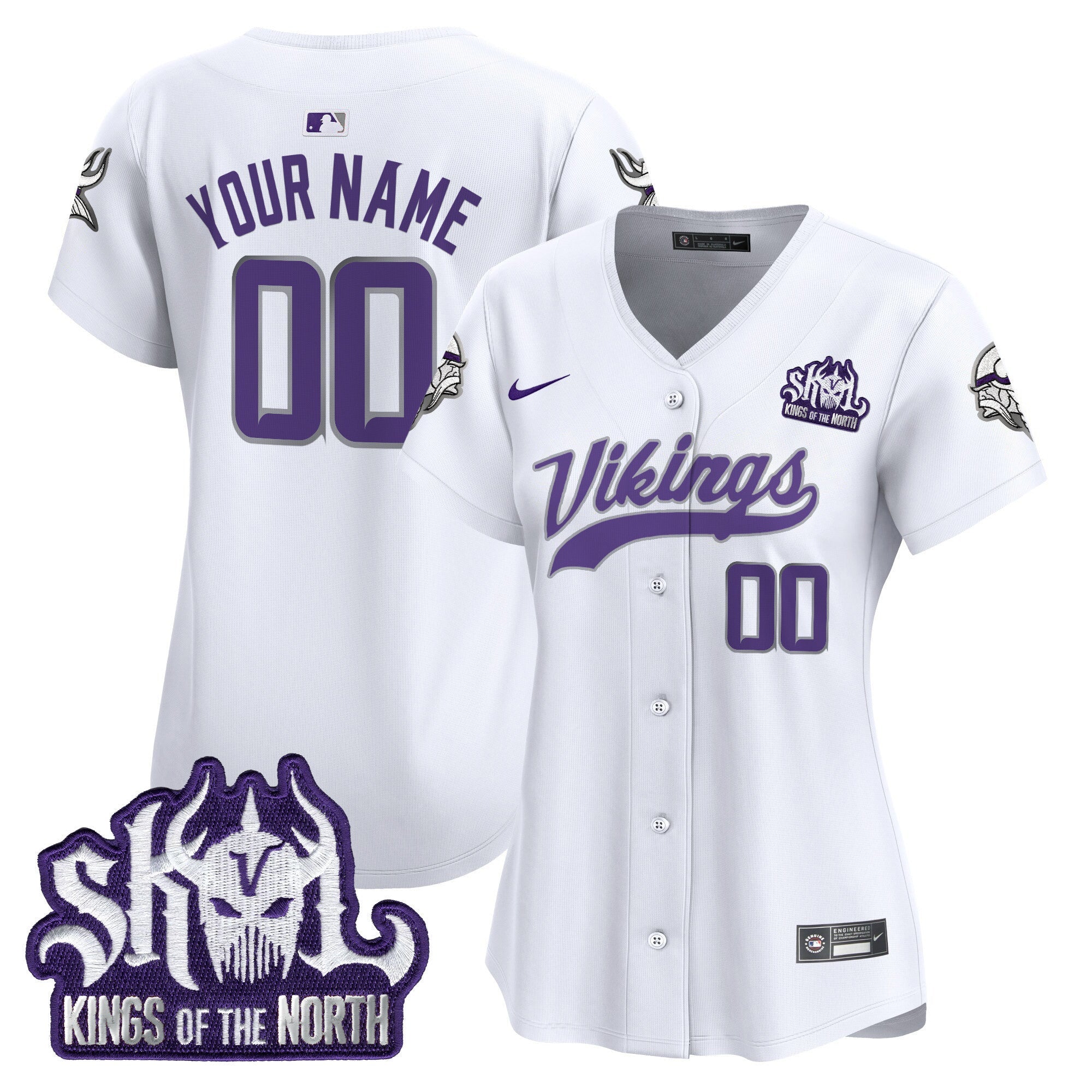 Minnesota Vikings King Of The North Patch Throwback Vapor Premier Limited Custom Jersey - All Stitched