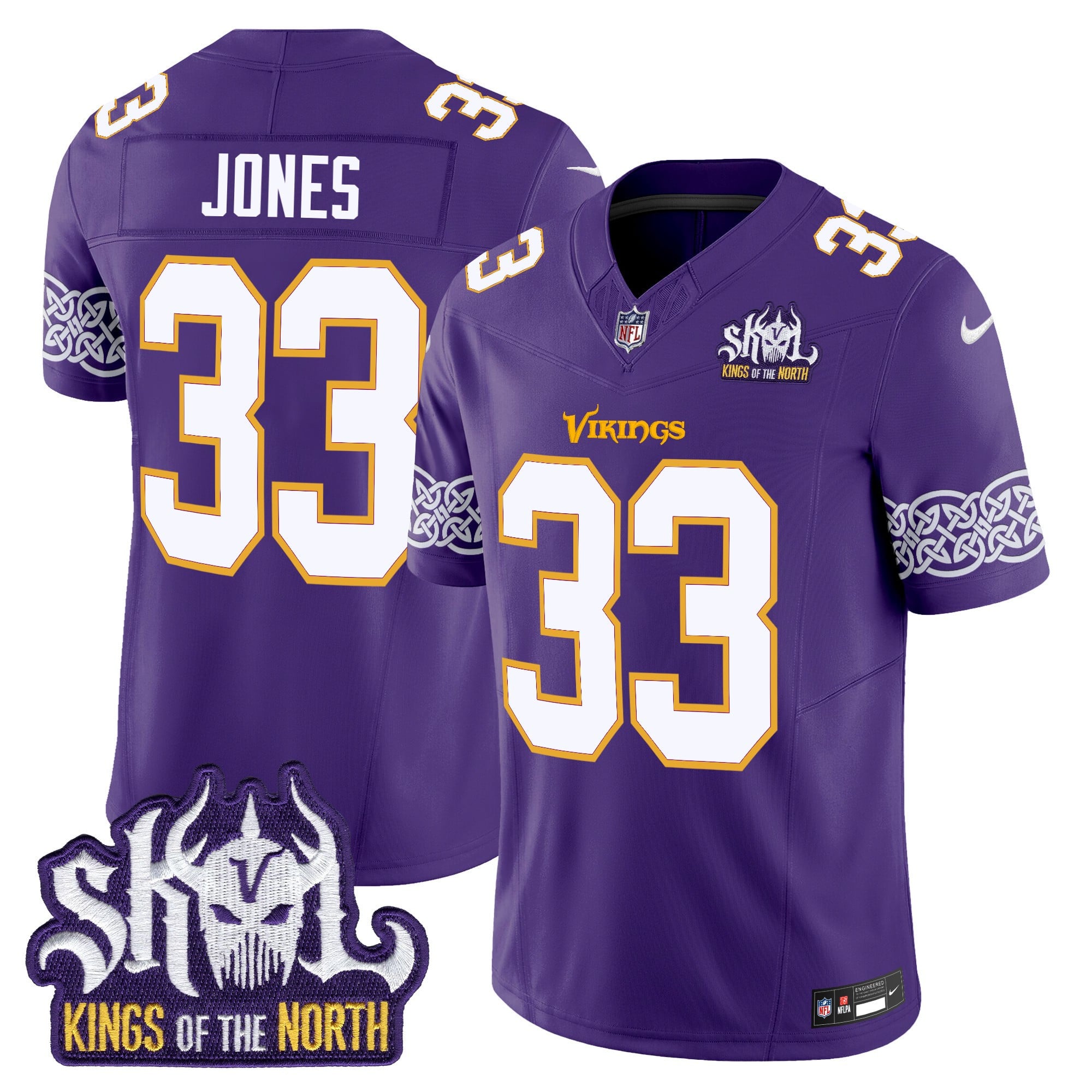 Men's Minnesota Vikings King Of The North Patch Throwback Vapor Limited Jersey V2 - All Stitched