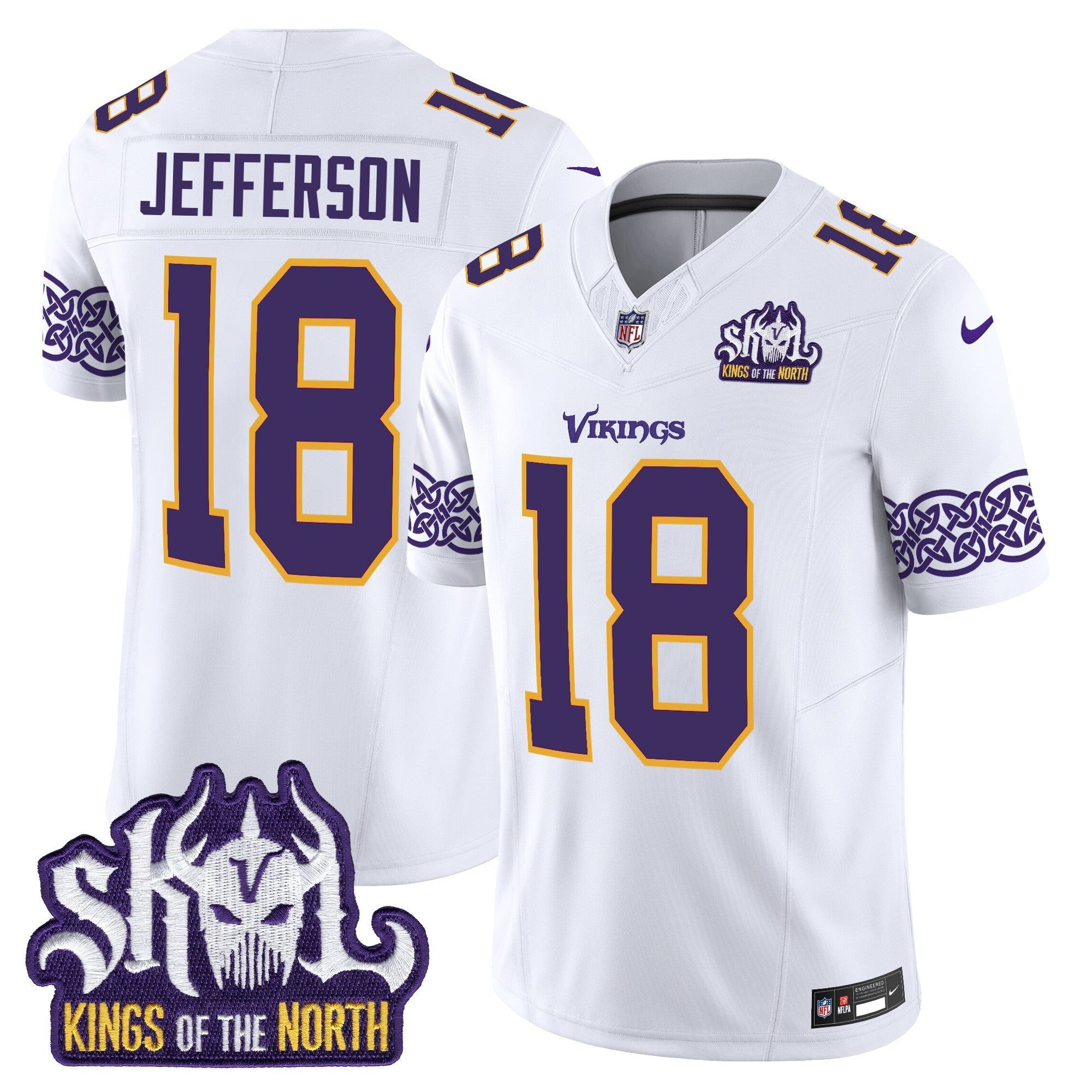 Men's Minnesota Vikings King Of The North Patch Throwback Vapor Limited Jersey V2 - All Stitched
