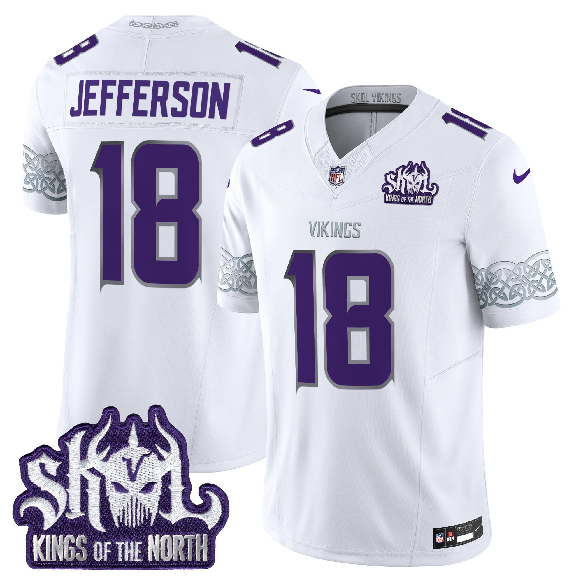 Men's Minnesota Vikings King Of The North Patch Throwback Vapor Limited Jersey V2 - All Stitched