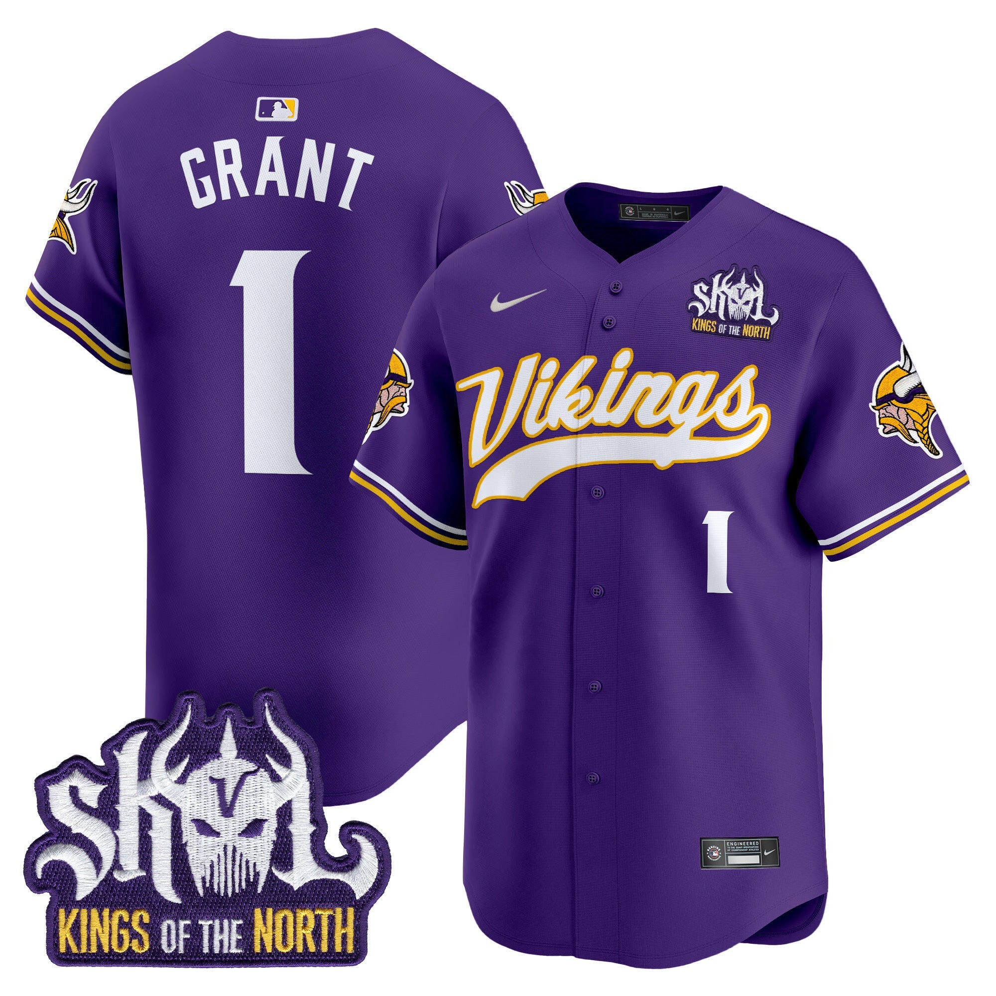 Men's Minnesota Vikings King Of The North Patch Vapor Premier Limited Jersey - All Stitched