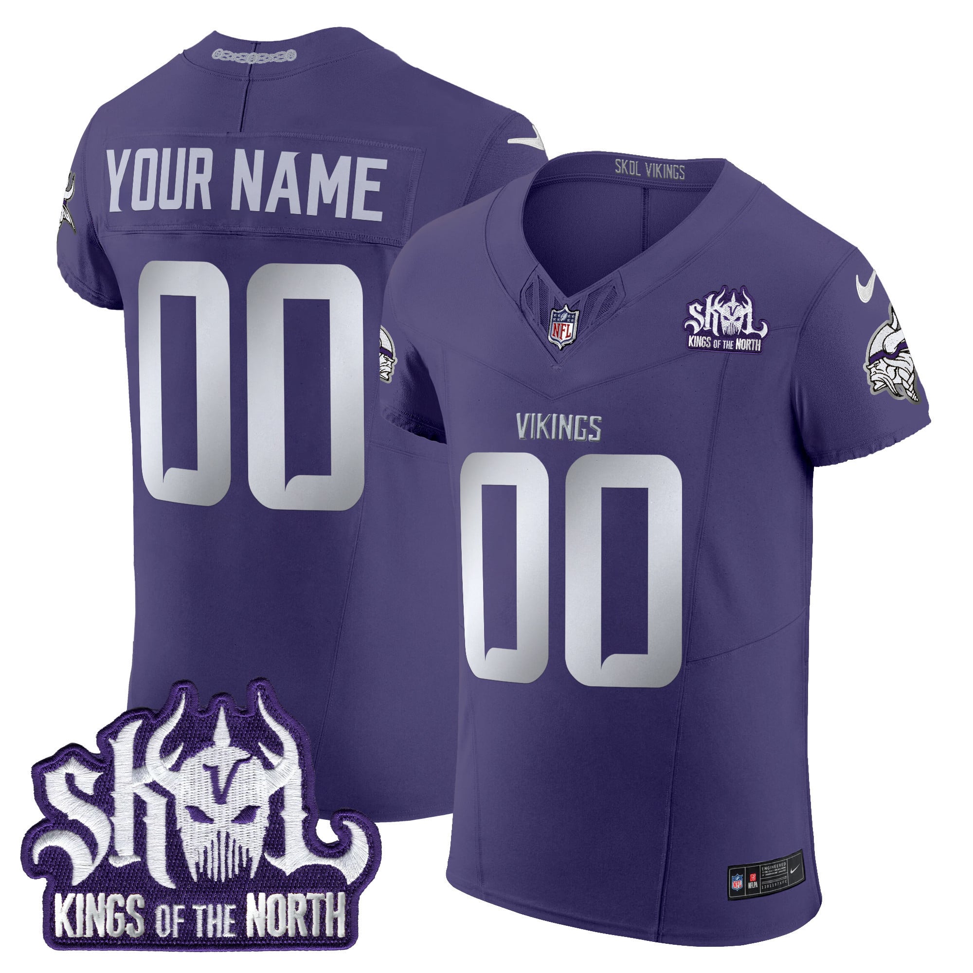 Minnesota Vikings 2024 Winter Warrior Skol Patch Vapor Elite Custom Jersey - All Stitched