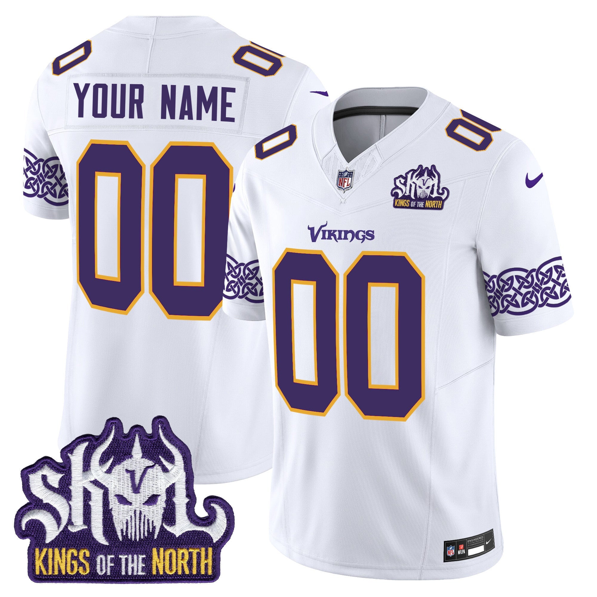 Minnesota Vikings King Of The North Patch Throwback Vapor Limited Custom Jersey V2 - All Stitched