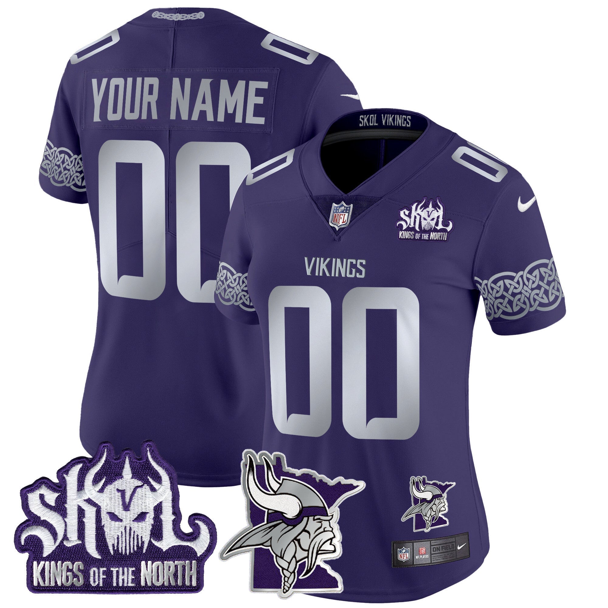 Custom Name/Gender Minnesota Vikings 2024 Winter Warrior Skol Patch Vapor Limited Jersey V2 - All Stitched