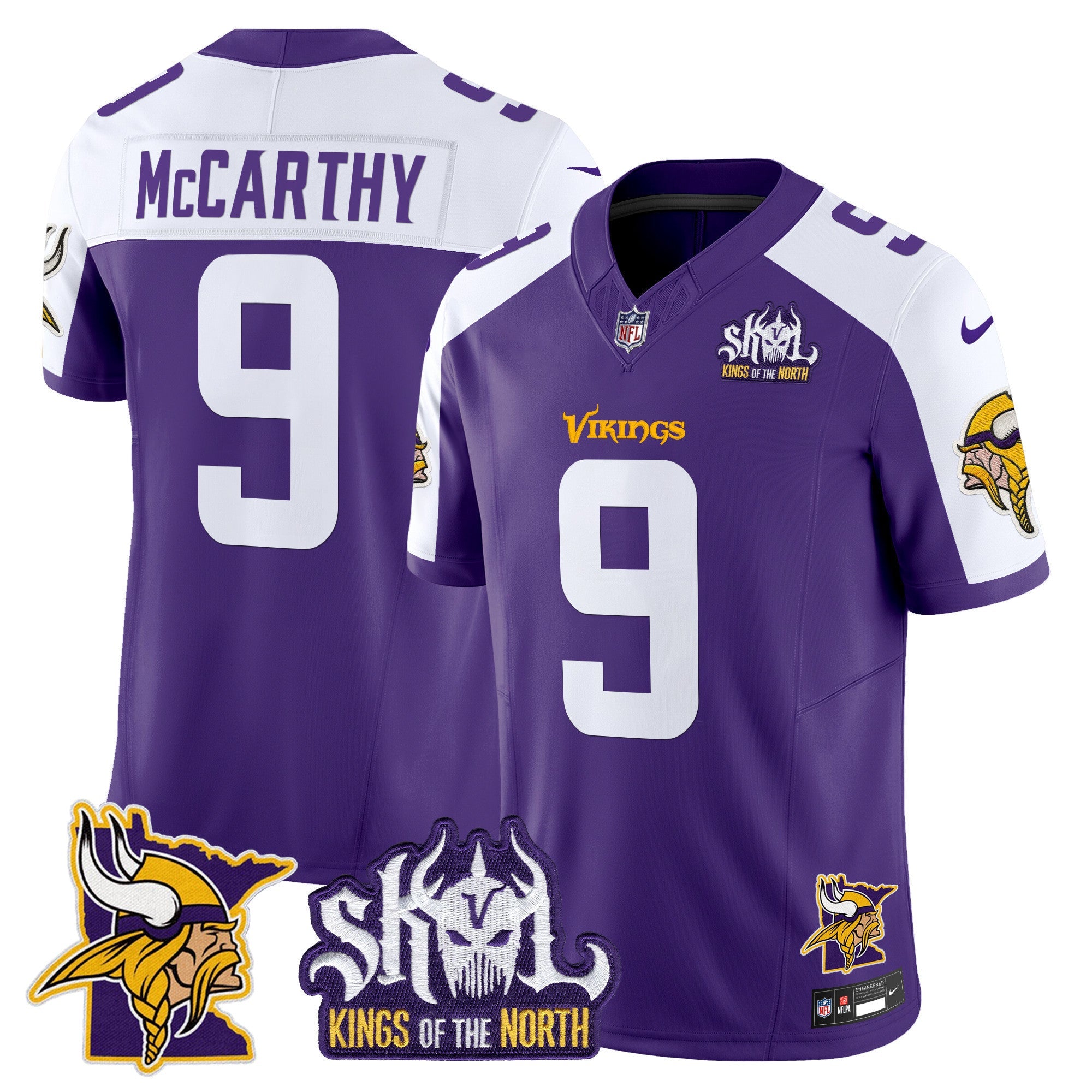 Men's Minnesota Vikings Kings Of The North Patch Vapor Limited Jersey V3 - All Stitched