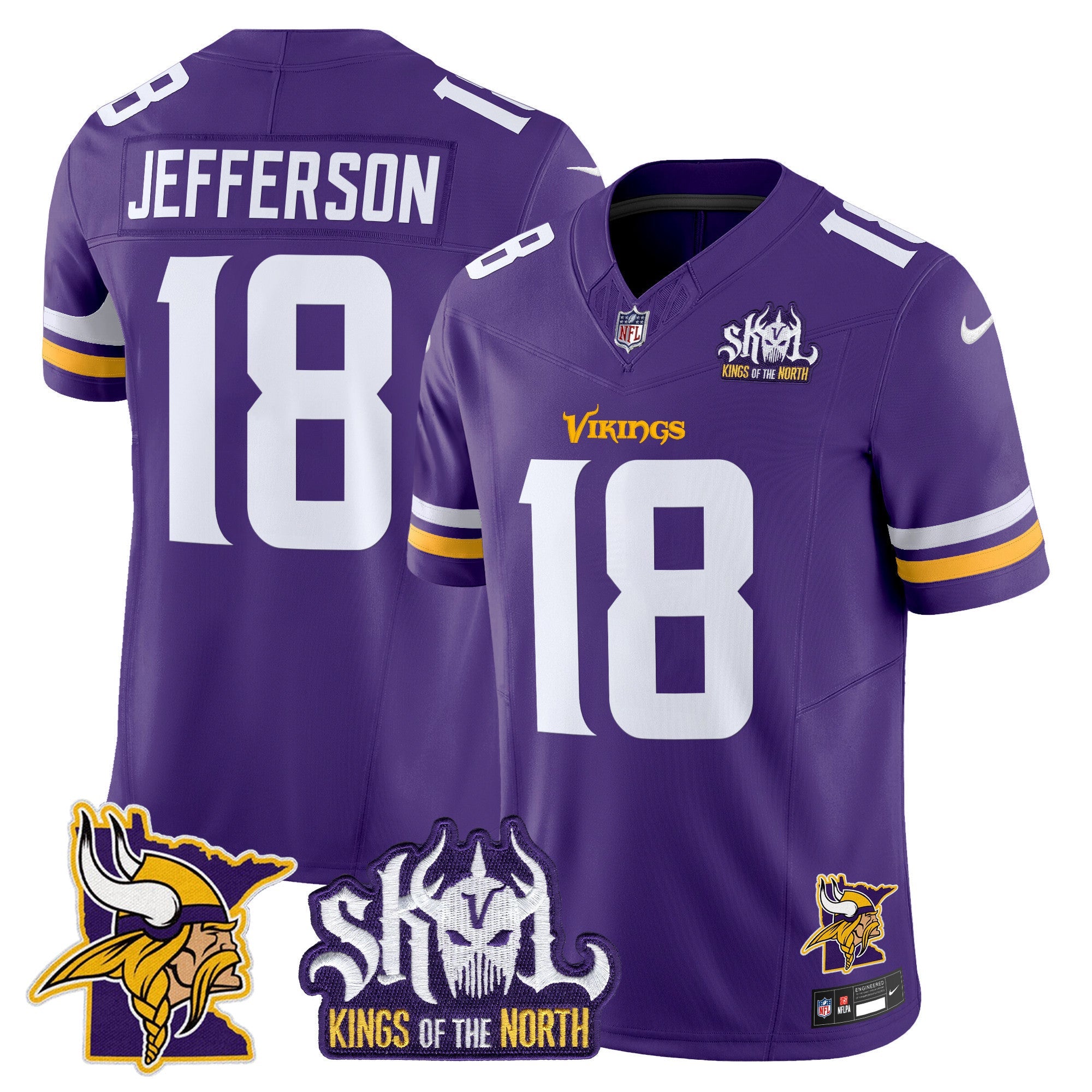Men's Minnesota Vikings Kings Of The North Patch Vapor Limited Jersey V3 - All Stitched