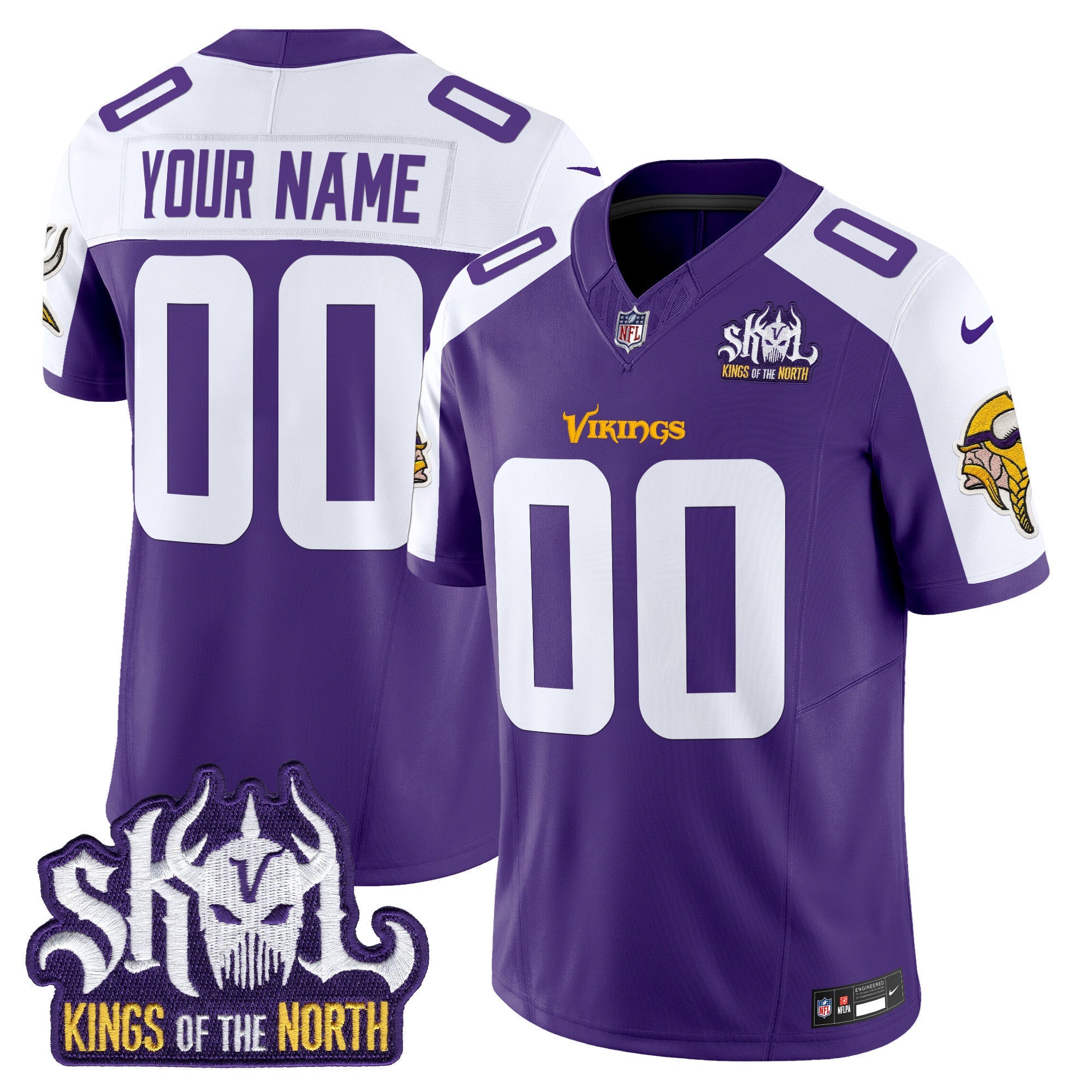 Minnesota Vikings King Of The North Patch Vapor Limited Custom Jersey V2 - All Stitched
