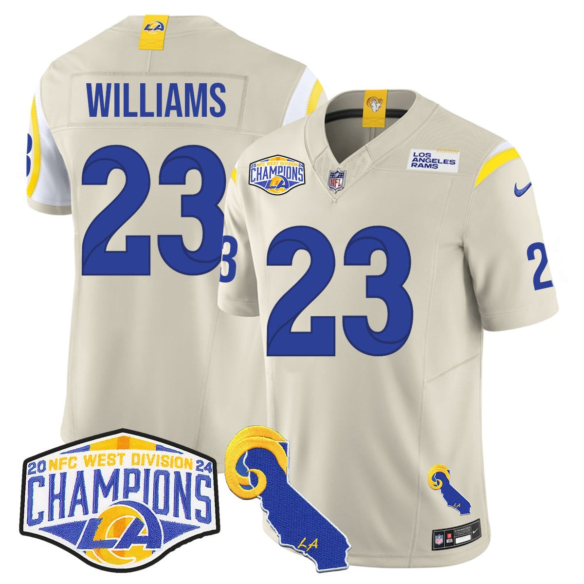 Men's Los Angeles Rams 2024 NFC West Division Champions Jersey N1 - All Stitched