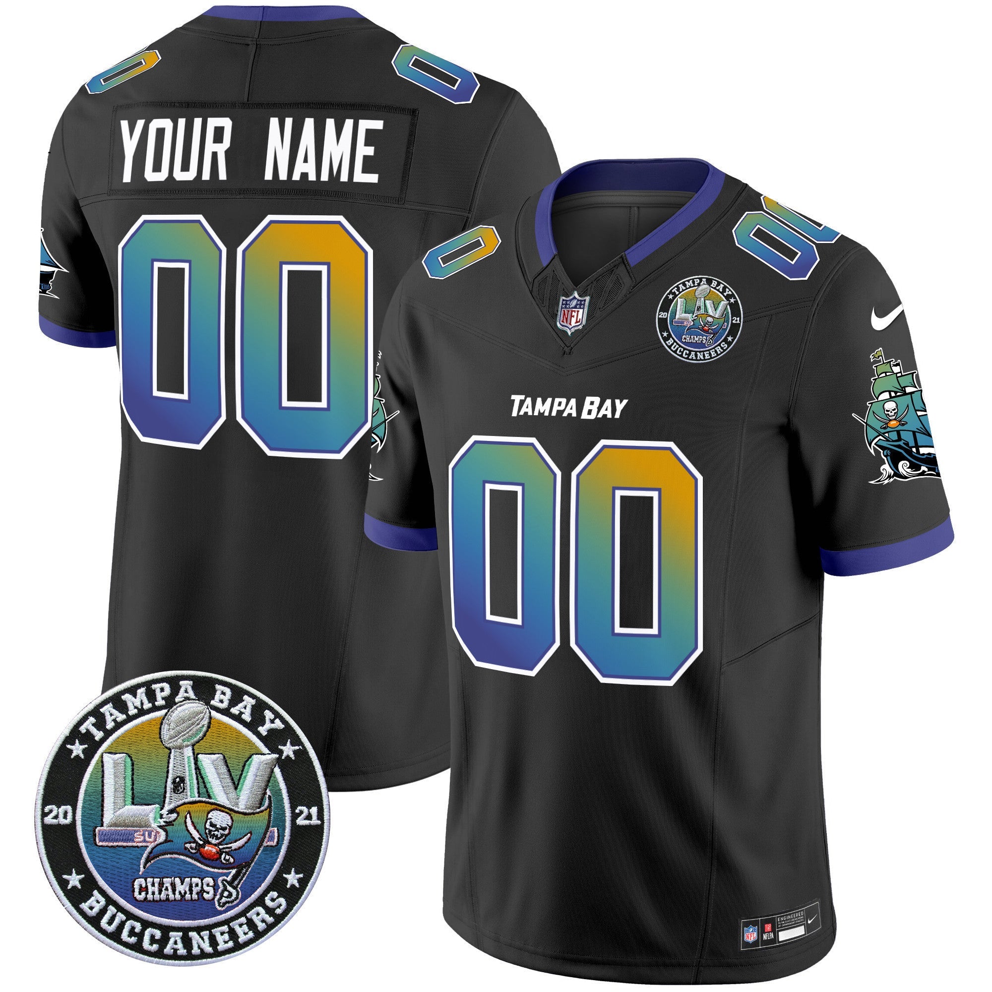 Custom Gender/Name Buccaneers Tampa City Super Bowl LIV Patch Vapor Limited Jersey - All Stitched