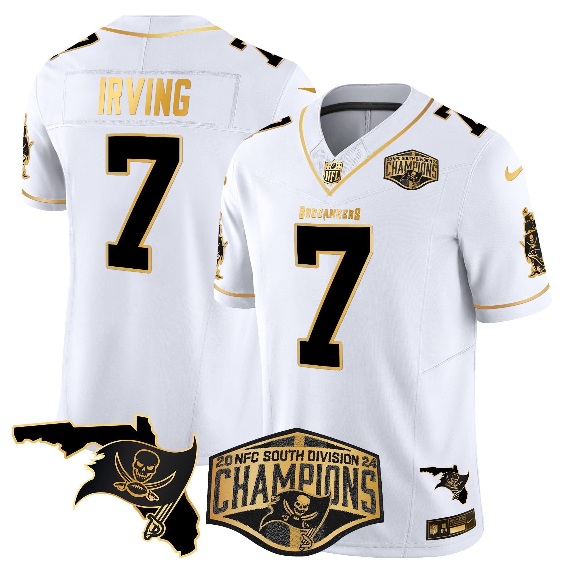 Men's Buccaneers 2024 NFC South Division Champions Patch Gold Vapor Limited Jersey - All Stitched