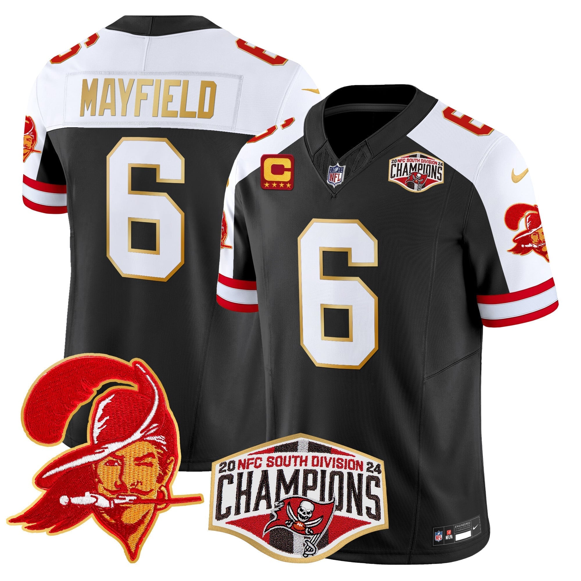 Men's Buccaneers Creamsicle 2024 NFC South Division Champions Patch Gold Trim Vapor Limited Jersey - All Stitched