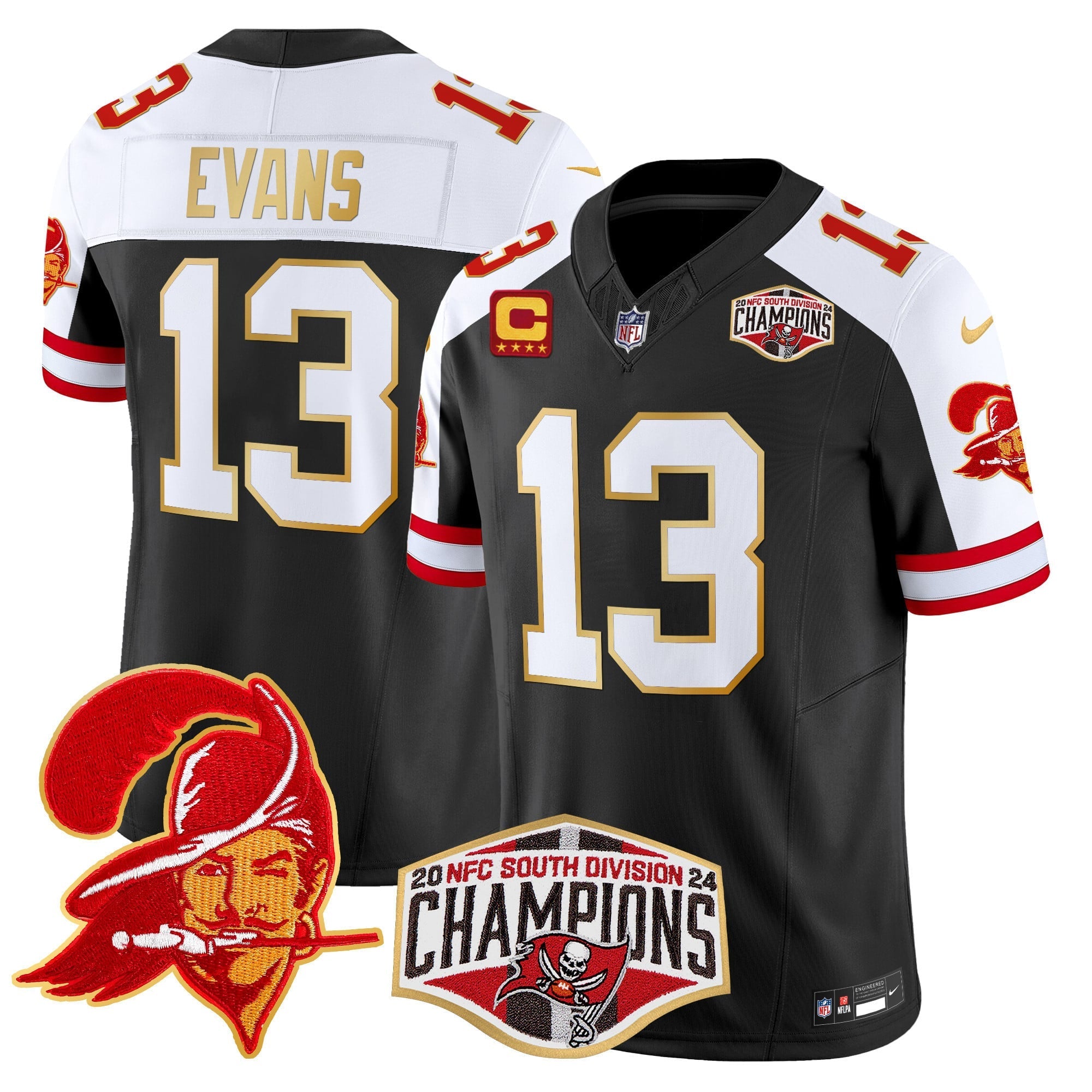 Men's Buccaneers Creamsicle 2024 NFC South Division Champions Patch Gold Trim Vapor Limited Jersey - All Stitched