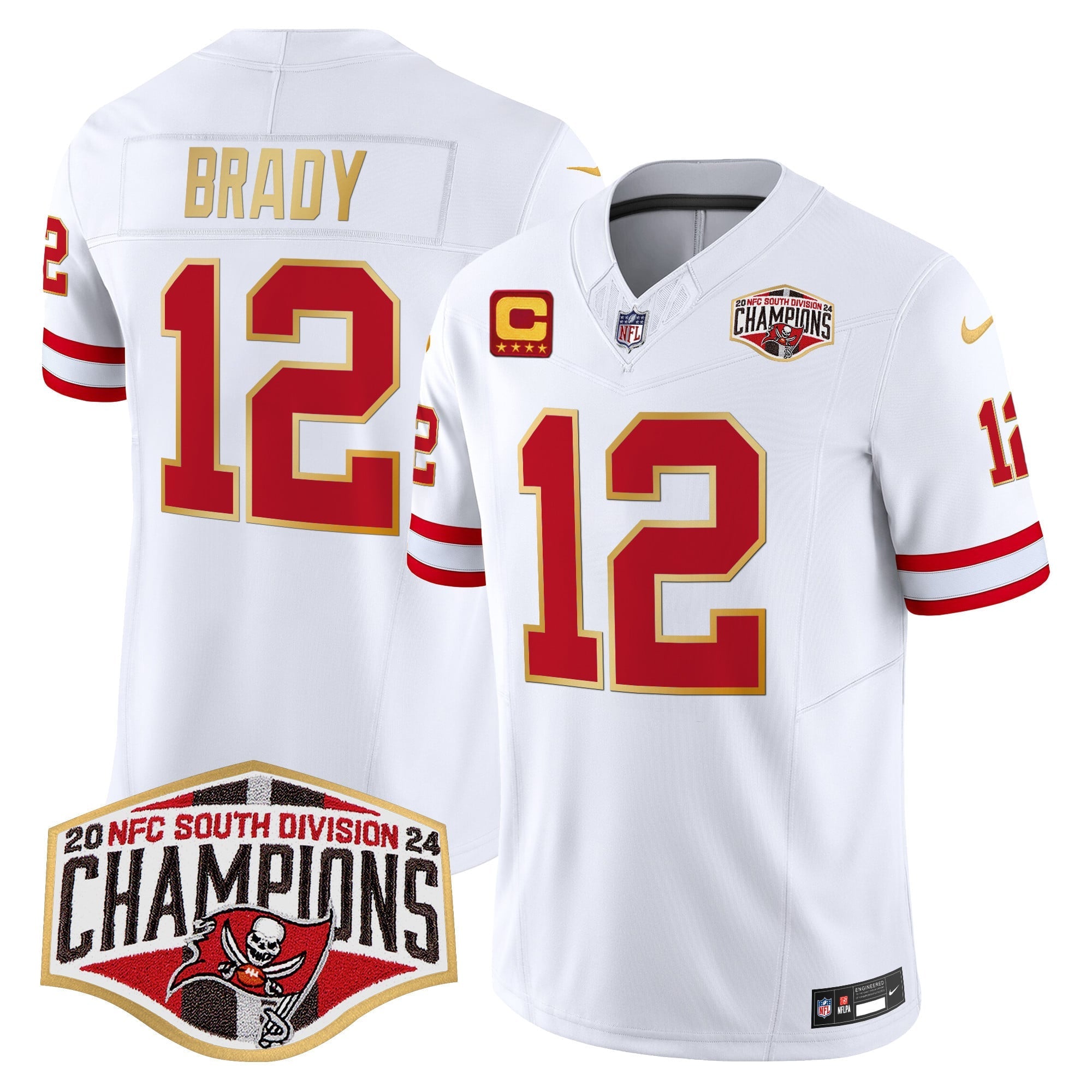 Men's Buccaneers Creamsicle 2024 NFC South Division Champions Patch Gold Trim Vapor Limited Jersey - All Stitched