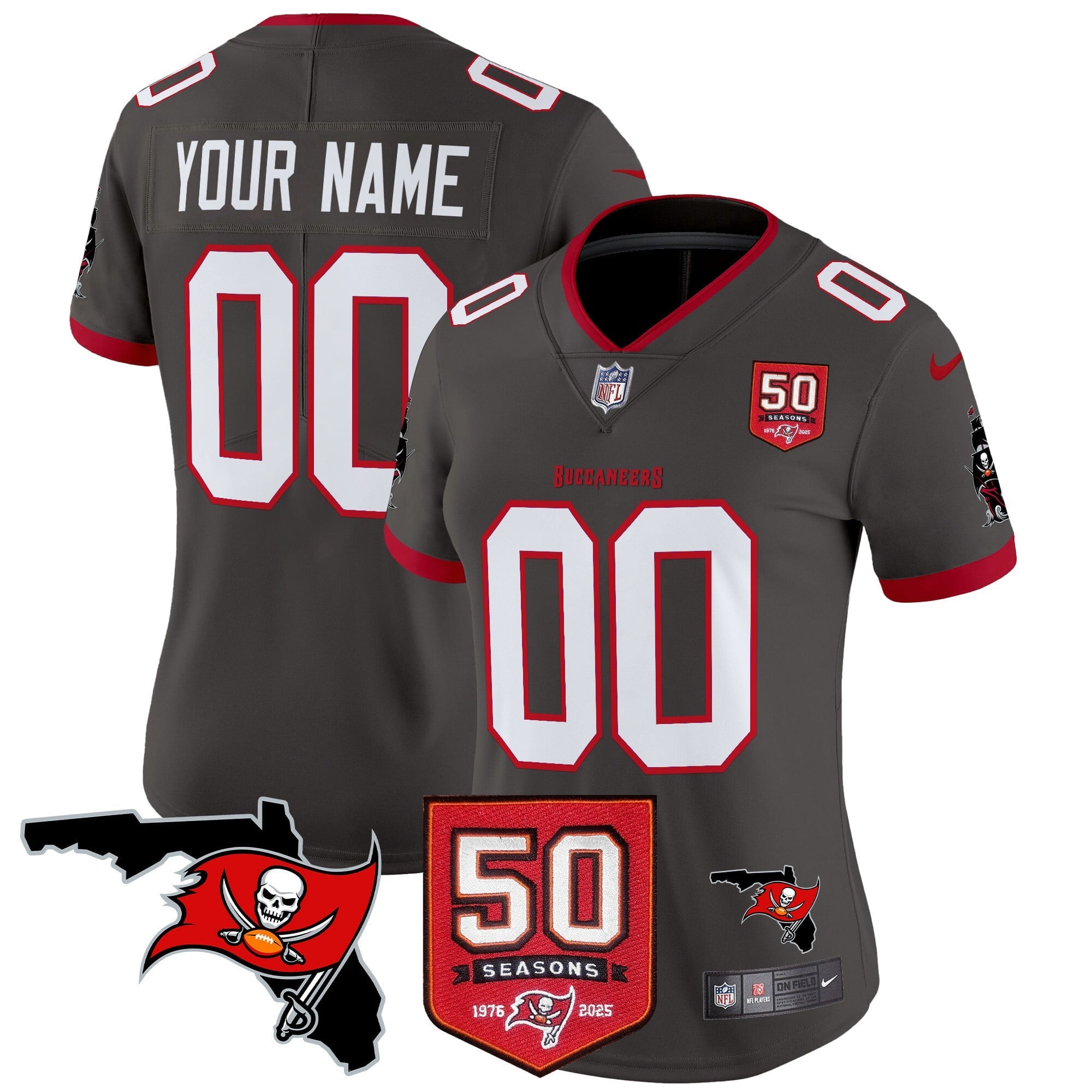 Tampa Bay Buccaneers 50th Season Patch Vapor Limited Custom Jersey - All Stitched