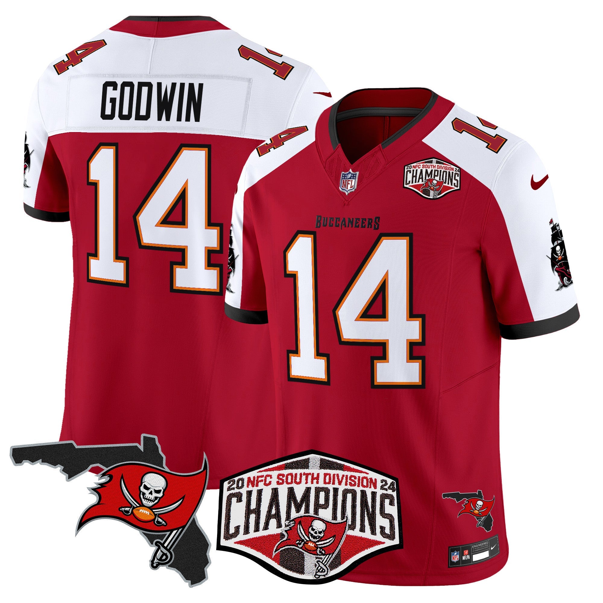 Men's Buccaneers 2024 NFC South Division Champions Patch Vapor Limited Jersey - All Stitched