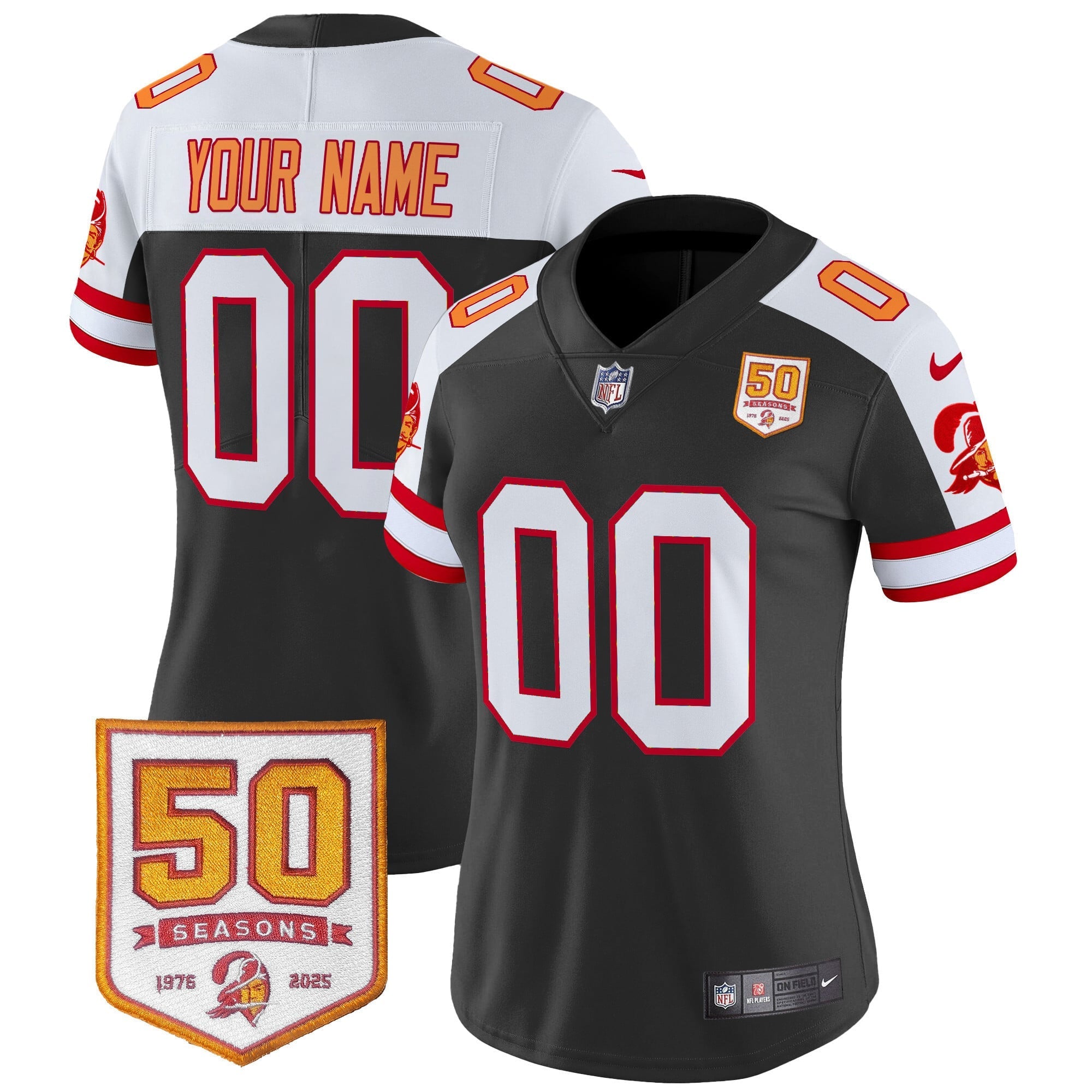 Tampa Bay Buccaneers Throwback 50th Season Patch Vapor Limited Custom Jersey - All Stitched