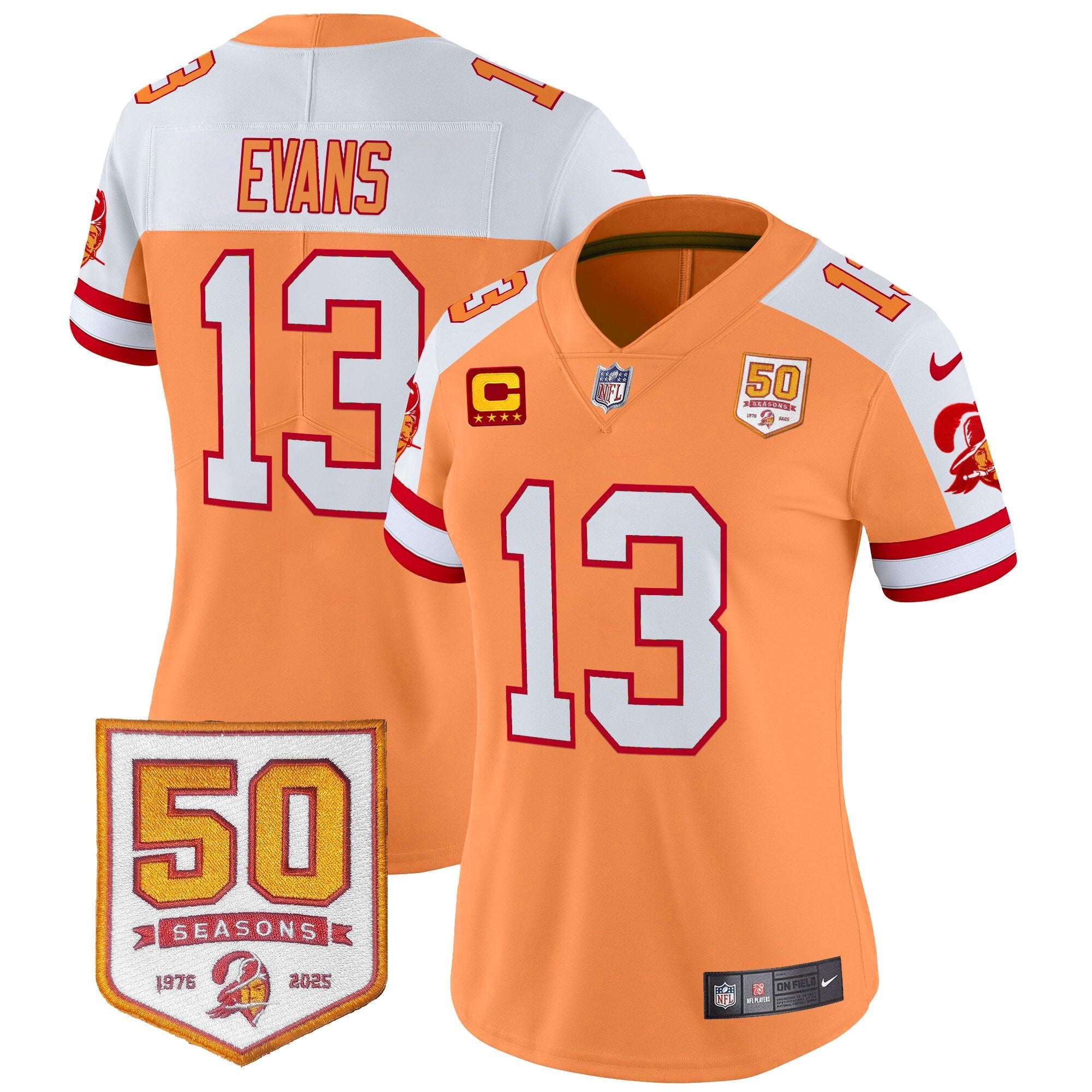 Women's Tampa Bay Buccaneers Throwback 50th Season Patch Vapor Limited Jersey - All Stitched