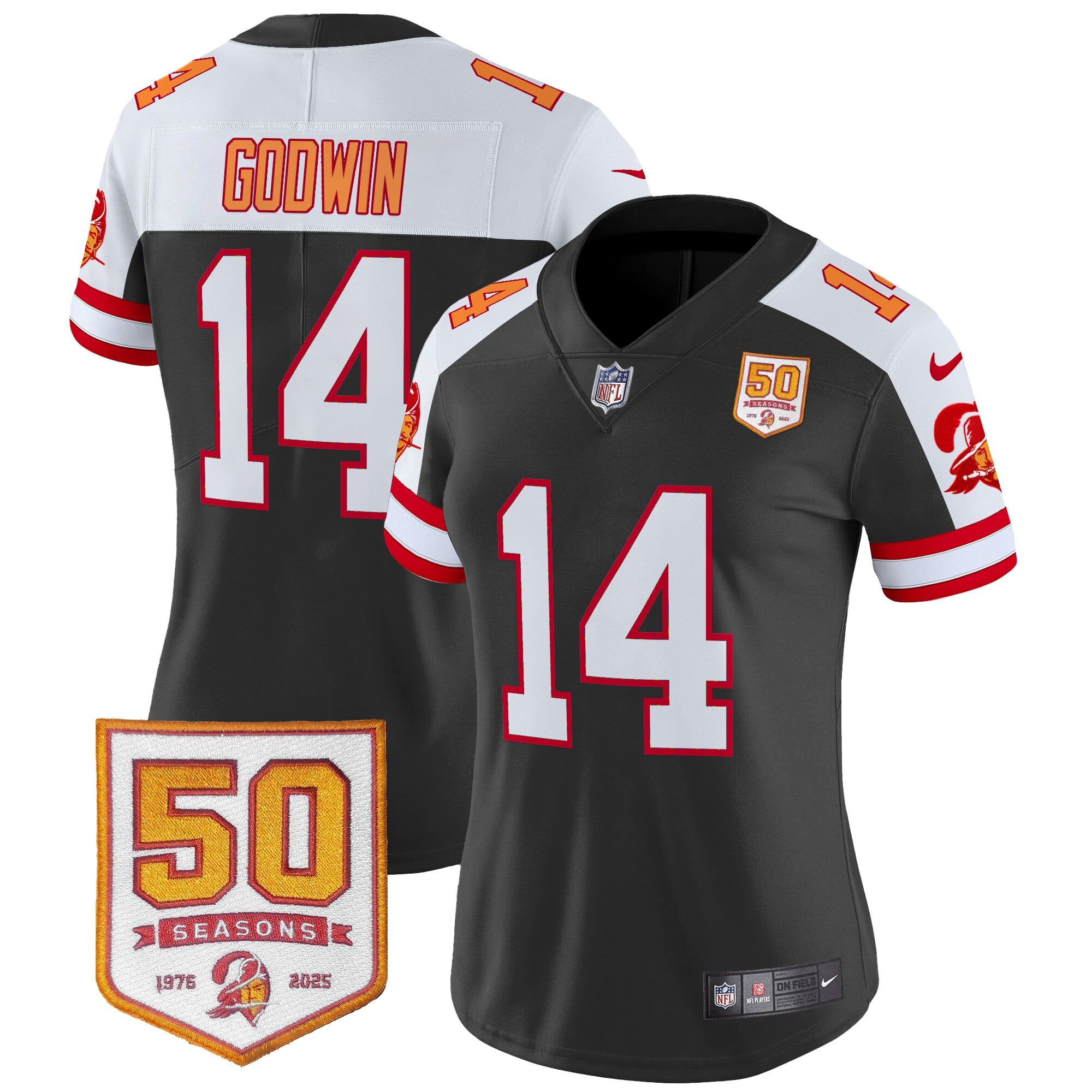 Women's Tampa Bay Buccaneers Throwback 50th Season Patch Vapor Limited Jersey - All Stitched