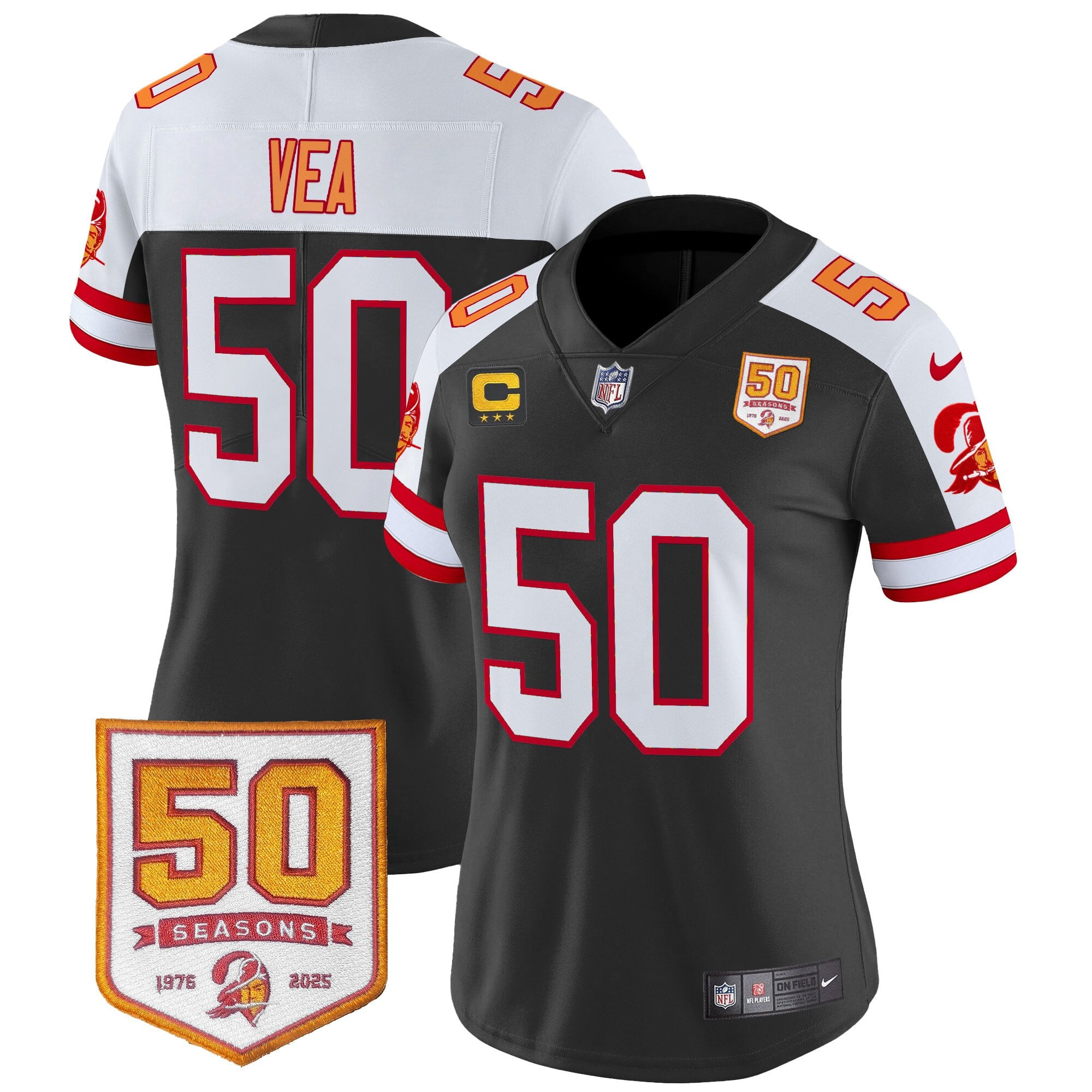 Women's Tampa Bay Buccaneers Throwback 50th Season Patch Vapor Limited Jersey - All Stitched