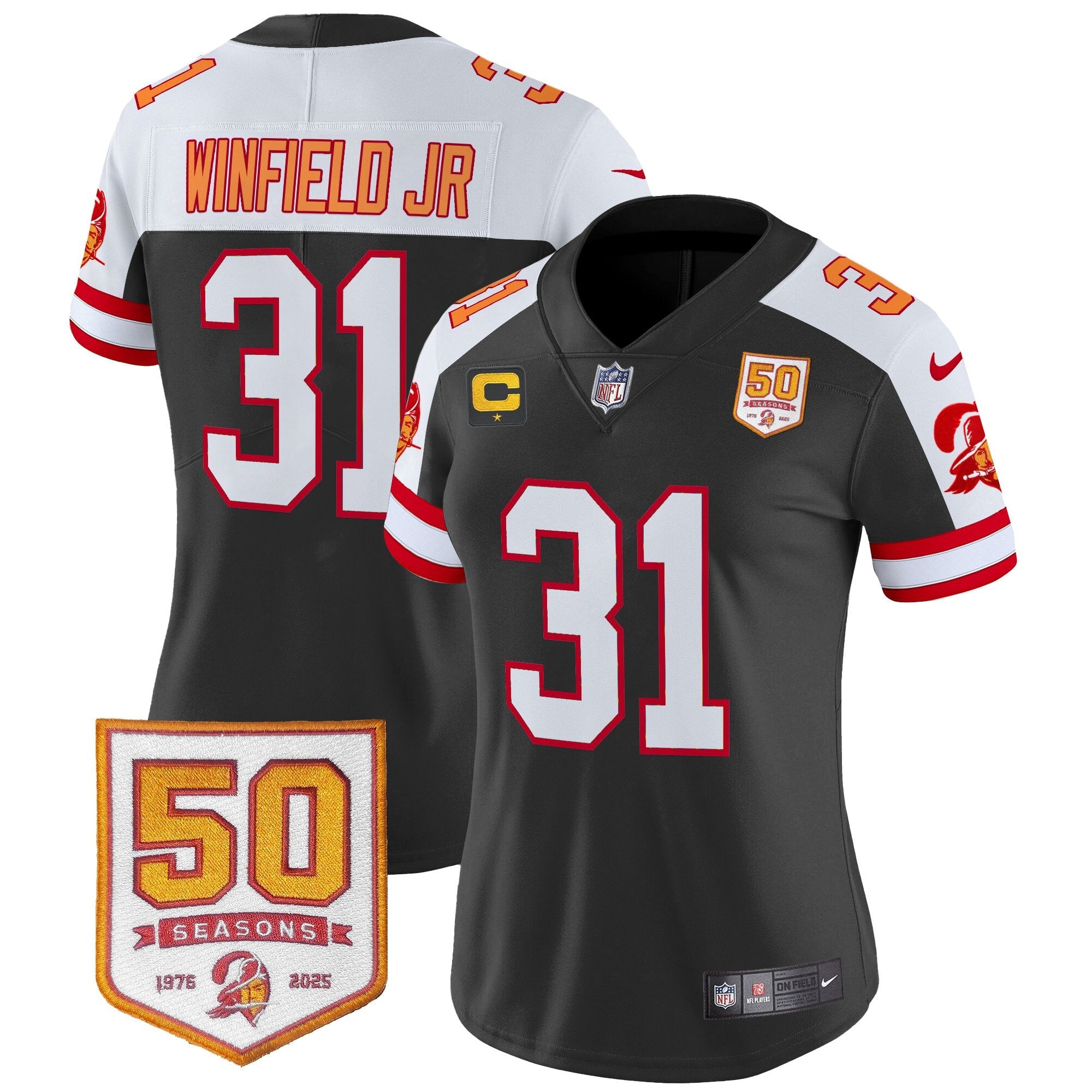 Women's Tampa Bay Buccaneers Throwback 50th Season Patch Vapor Limited Jersey - All Stitched