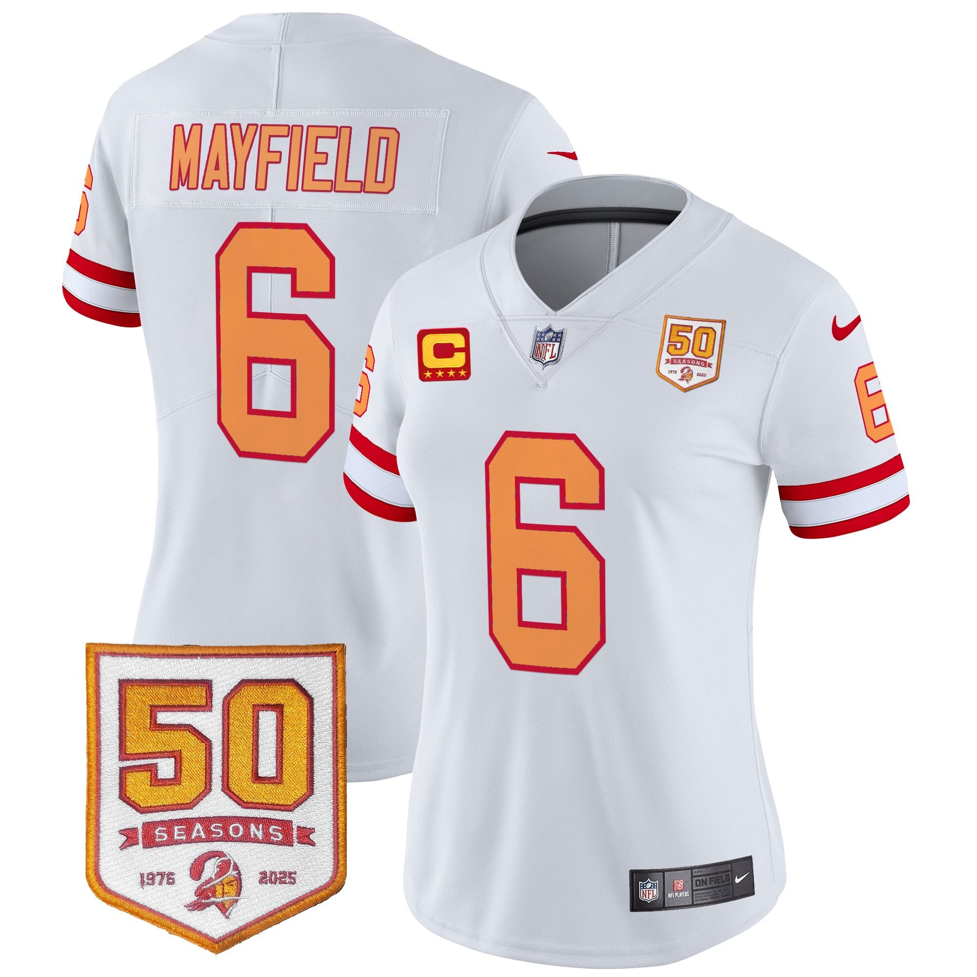 Women's Tampa Bay Buccaneers Throwback 50th Season Patch Vapor Limited Jersey - All Stitched